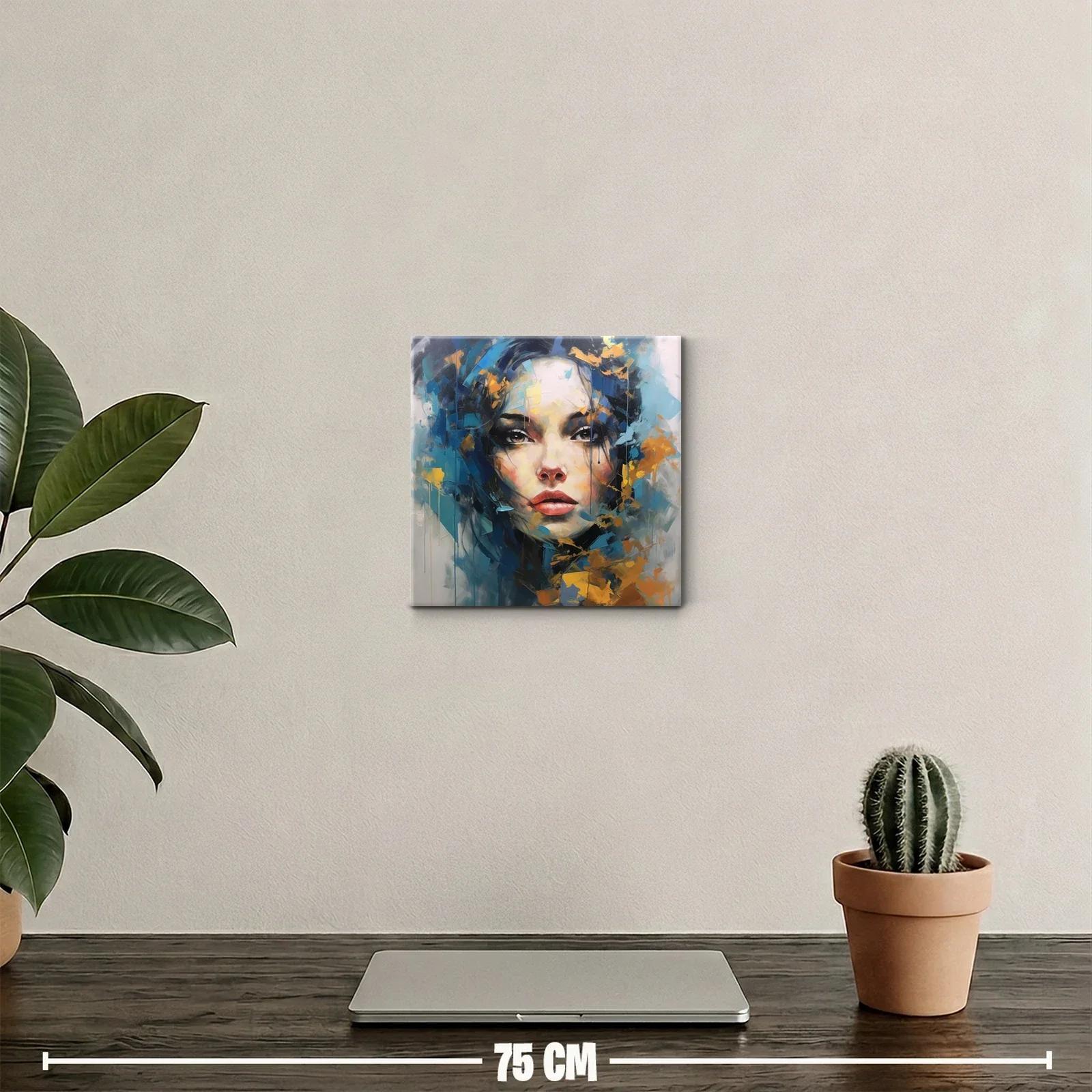 Retrato femenino con expresividad y tonos azules y ocres — miniatura 2