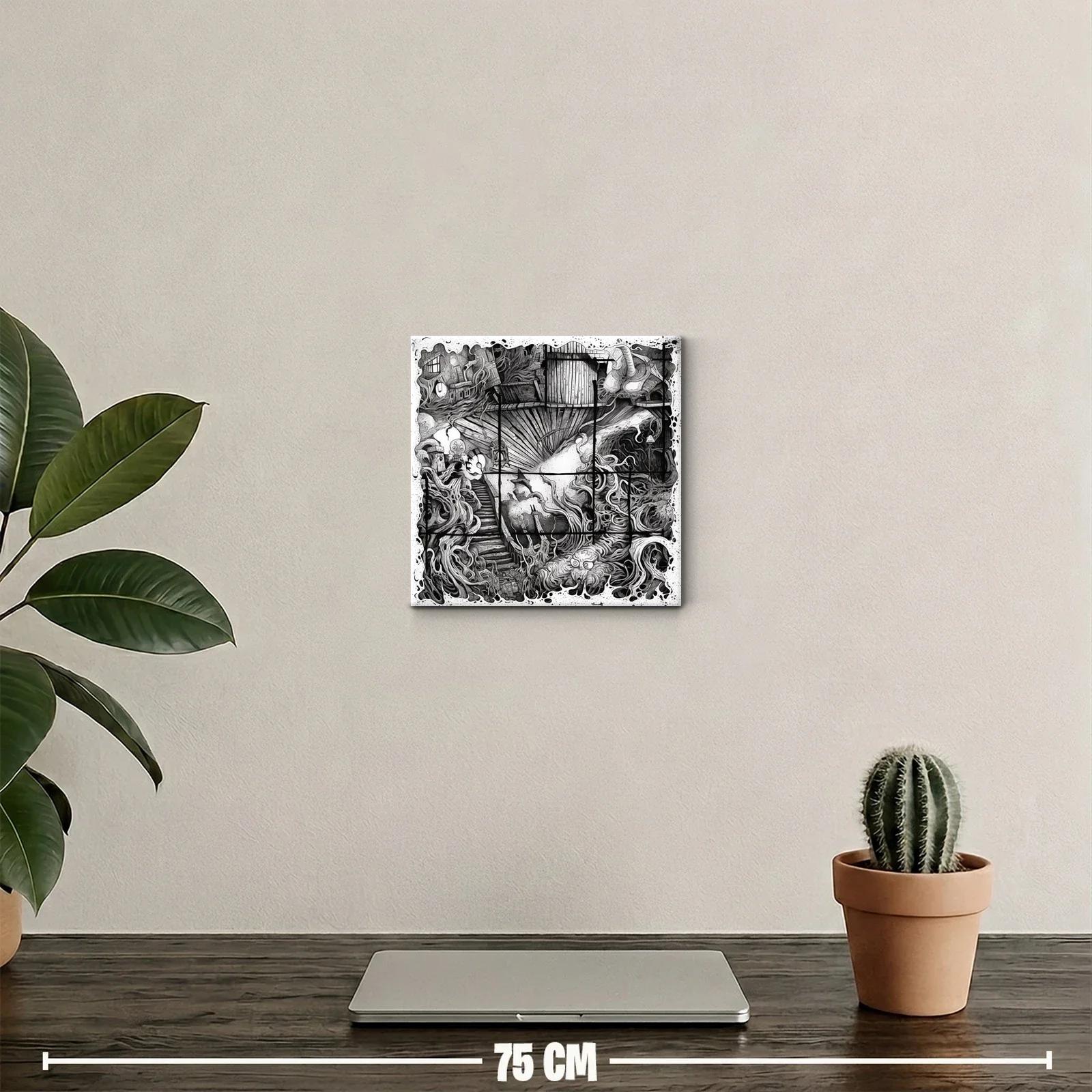 Ilustración surrealista en blanco y negro con detalles orgánicos — miniatura 2