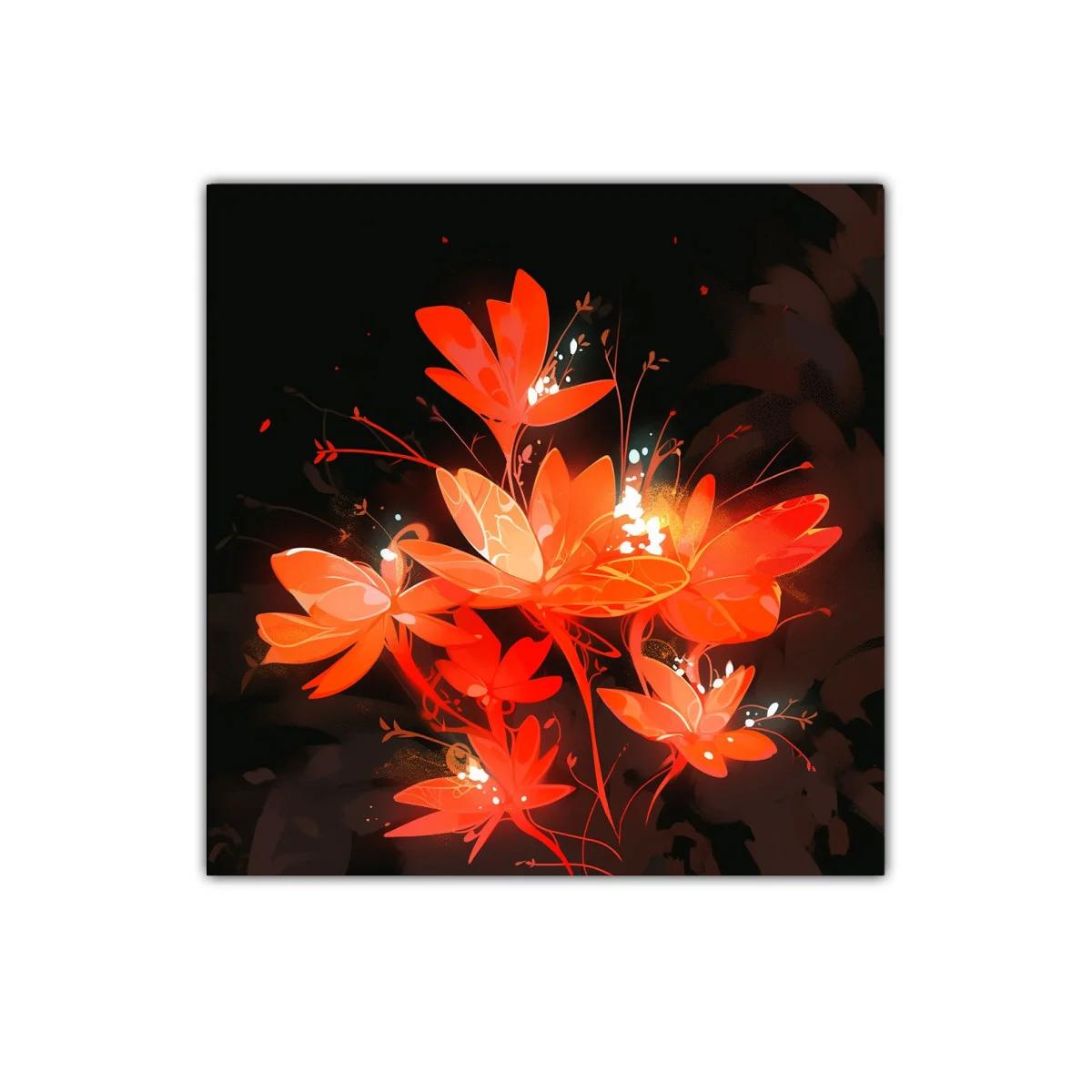 Flores en tonos cálidos que iluminan la oscuridad
