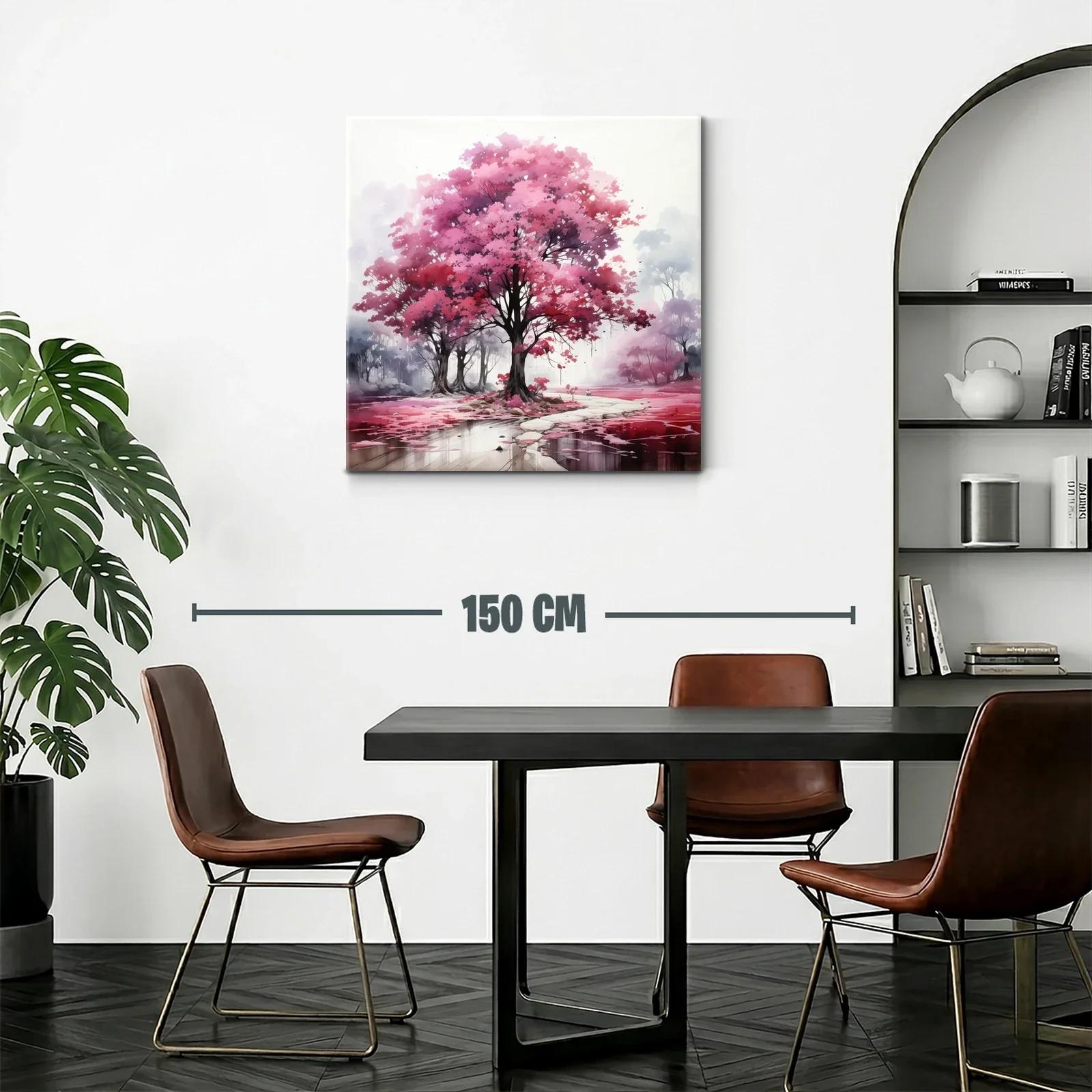 Bosque encantado con árboles de flores rosa vibrante — miniatura 2