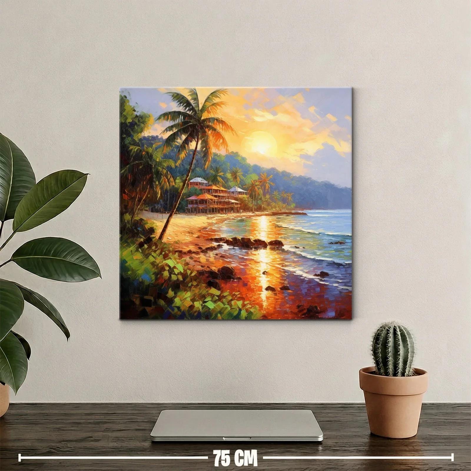 Atardecer tropical con palmeras y playa serena — miniatura 2