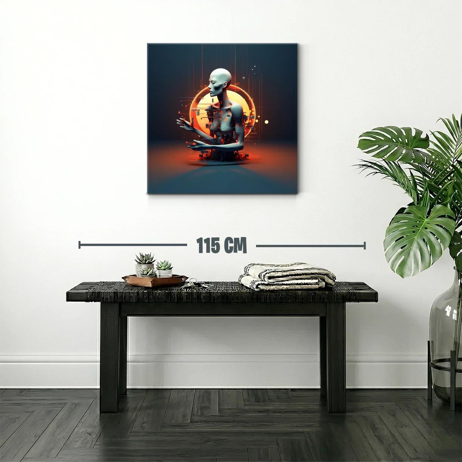 Escultura digital de figura humana futurista con halo luminoso — miniatura 2