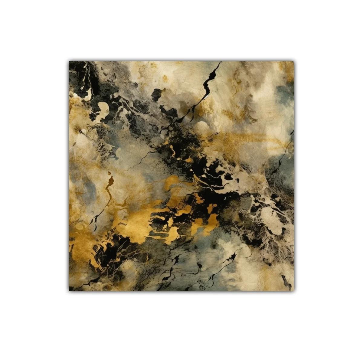 Cuadro abstracto con tonos dorados y negros para decoración sofisticada