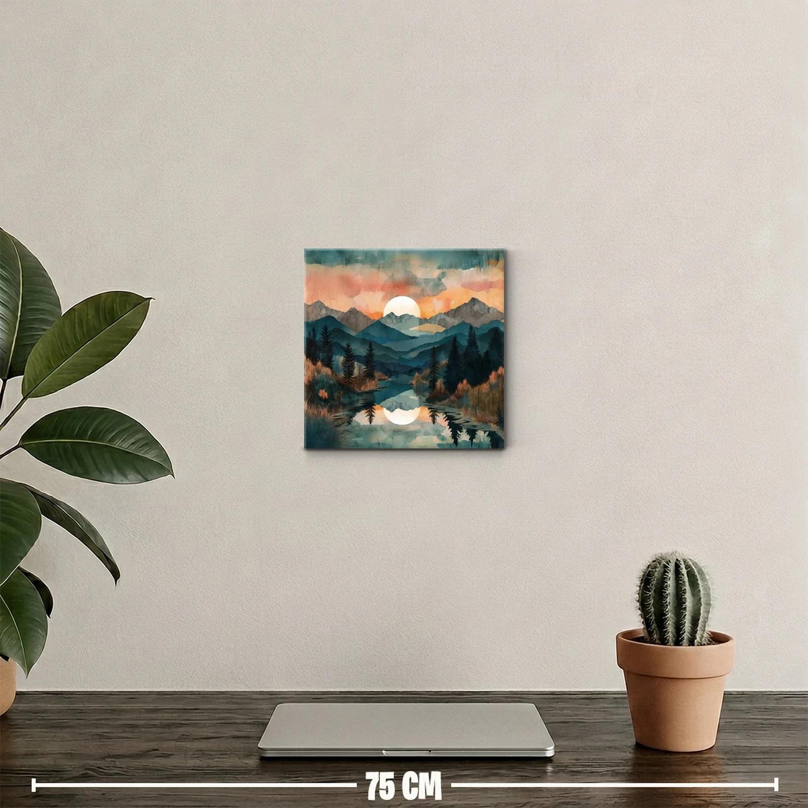 Paisaje sereno de montaña con reflejo al atardecer — miniatura 2