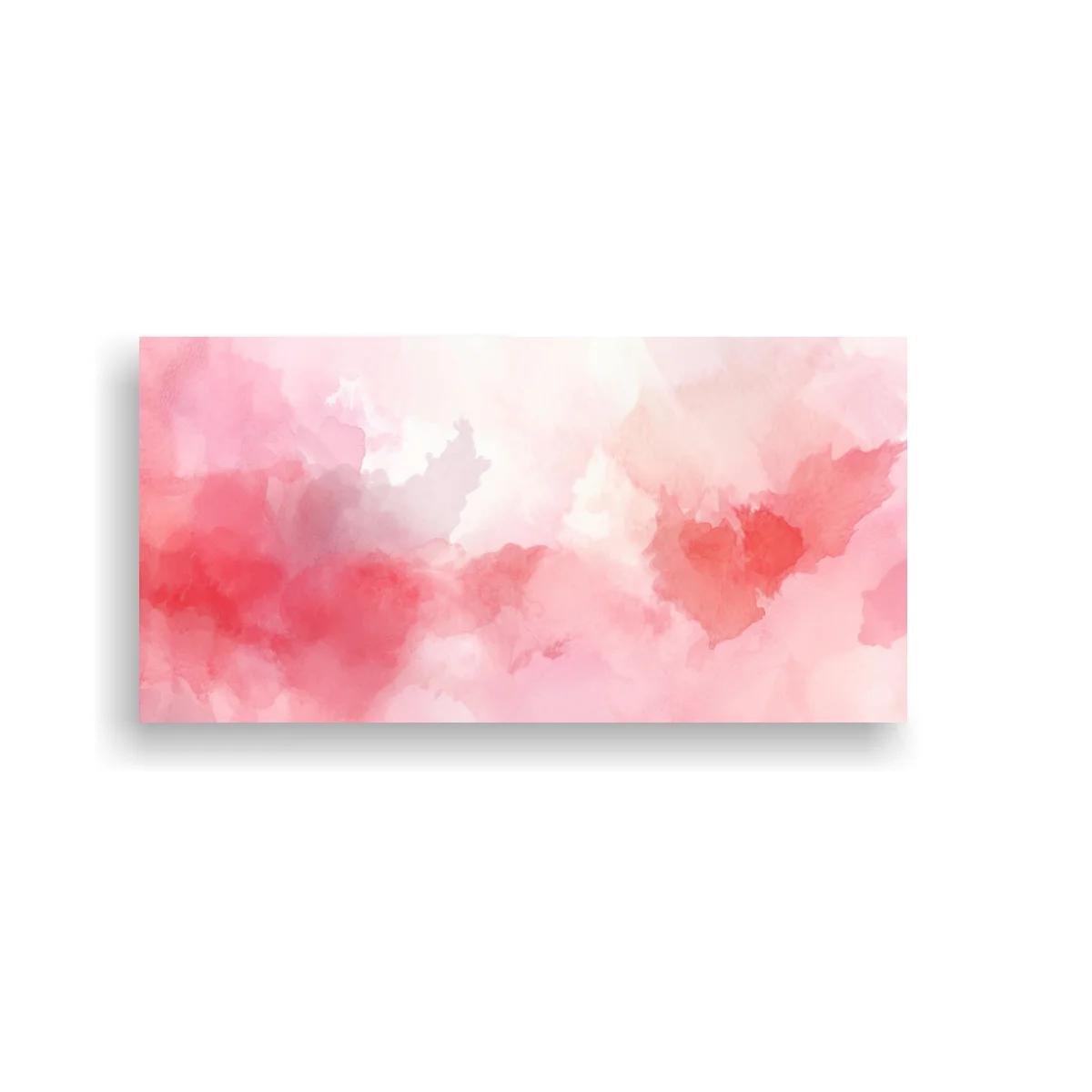Cuadro manchas de acuarela rosadas en horizontal