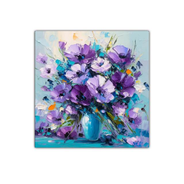 Ramo vibrante con flores moradas y toques de azul