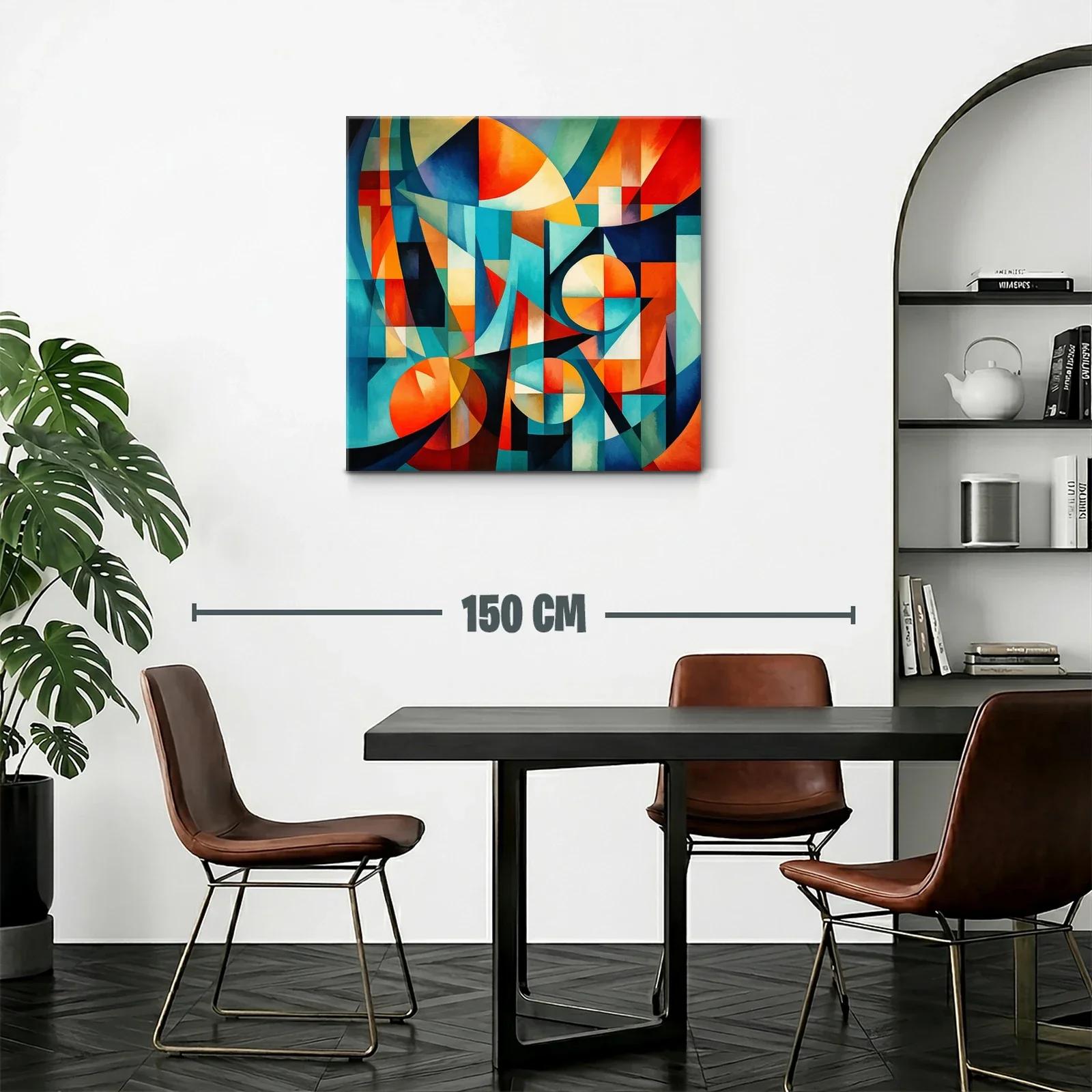 Composición abstracta en tonos cálidos y fríos vibrantes — miniatura 2