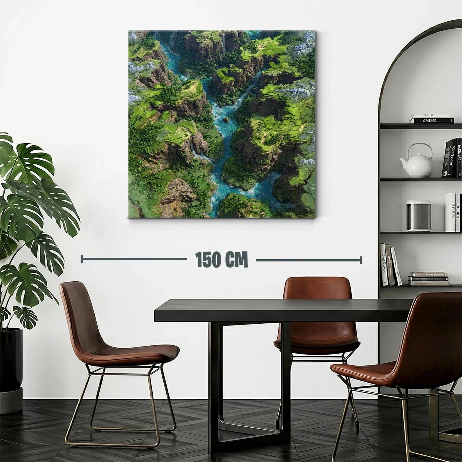 Cañón verde con río azul serpenteante y acantilados rocosos — miniatura 2