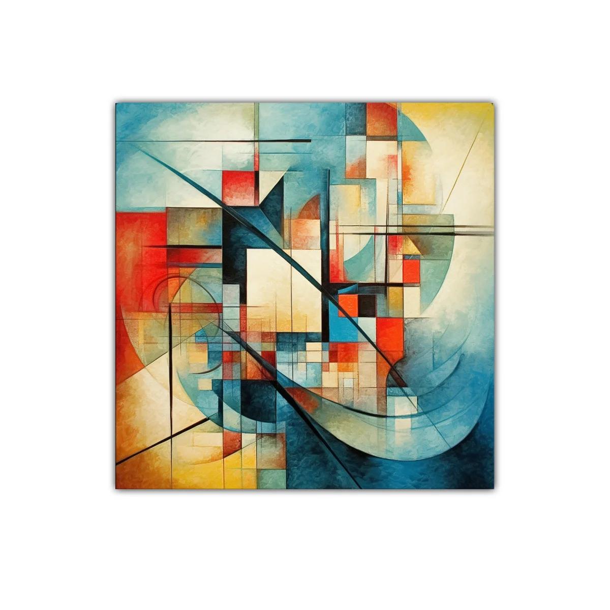 Composición geométrica abstracta con tonos vibrantes y suaves