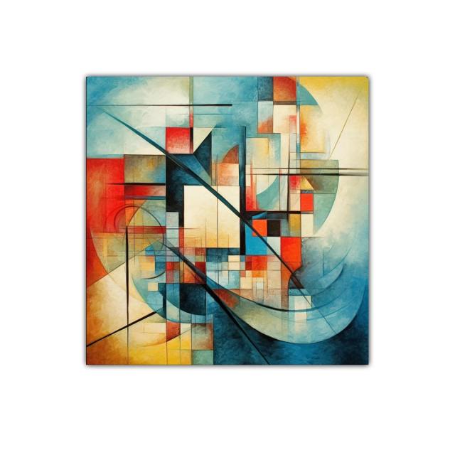 Composición geométrica abstracta con tonos vibrantes y suaves