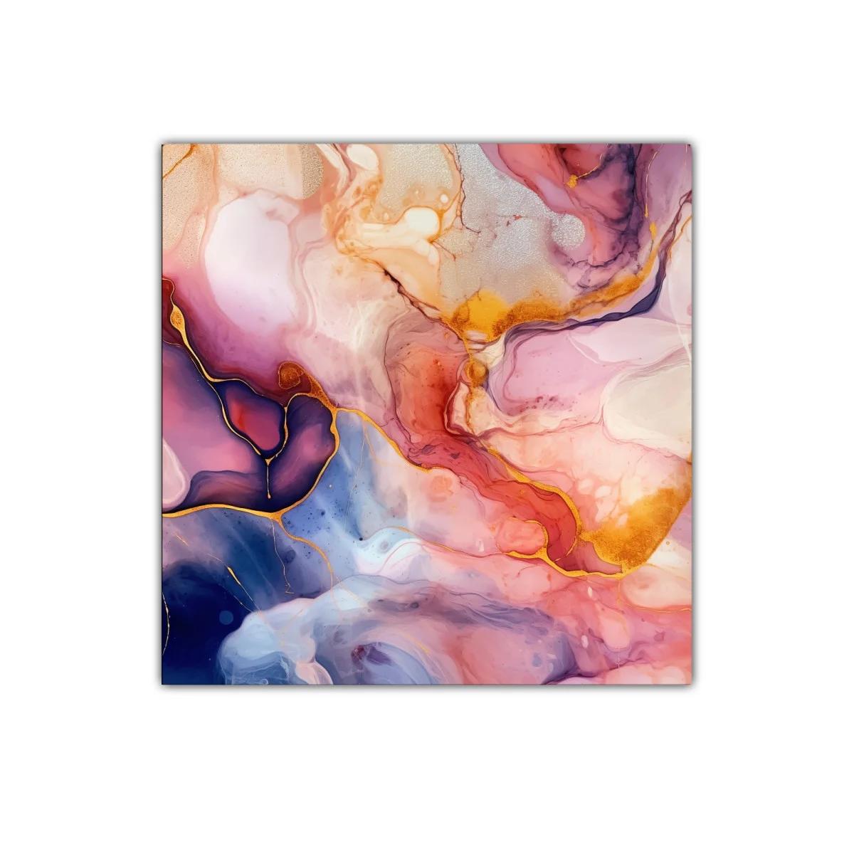 Arte abstracto fluido en tonos cálidos y fríos vibrantes — imagen principal