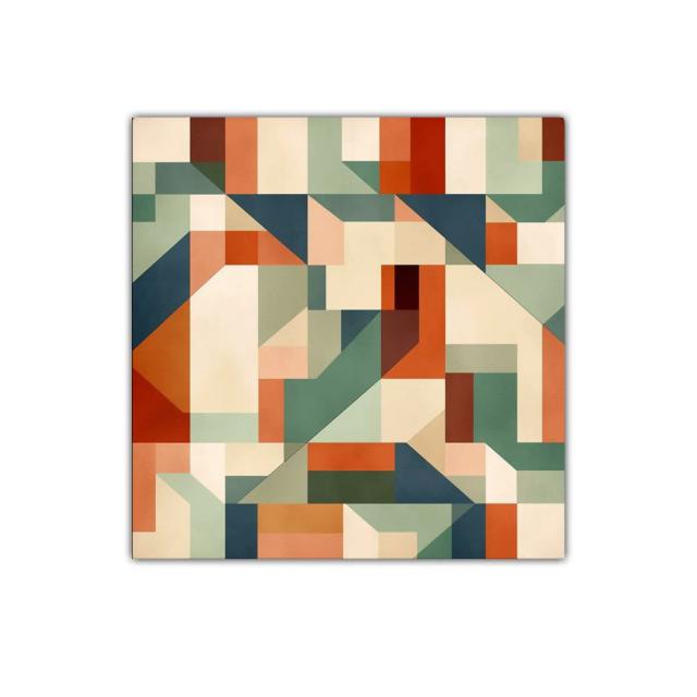 Cuadro decorativo con diseño geométrico y paleta cálida