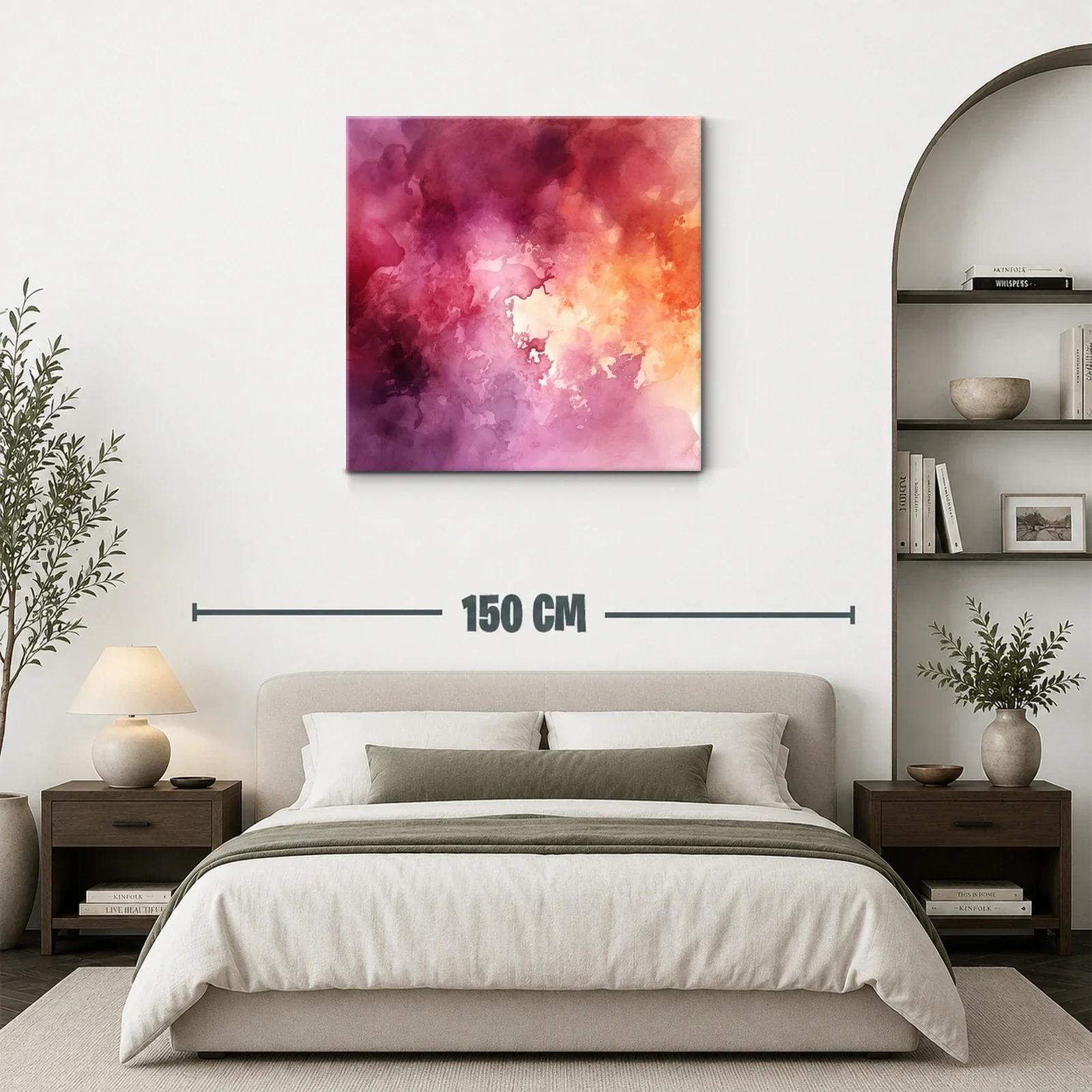 Cuadro abstracto con tonos cálidos y violetas intensos — miniatura 3