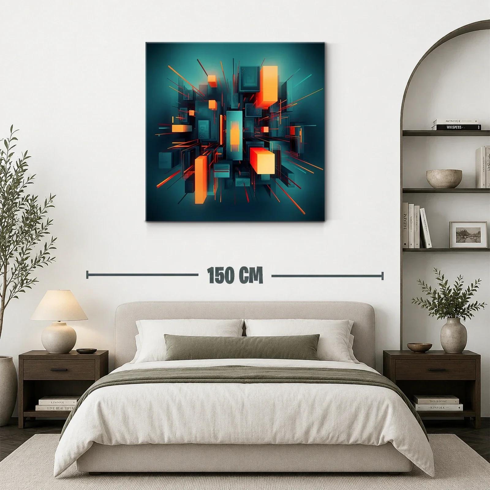 Composición geométrica vibrante en tonos azul y naranja — miniatura 3