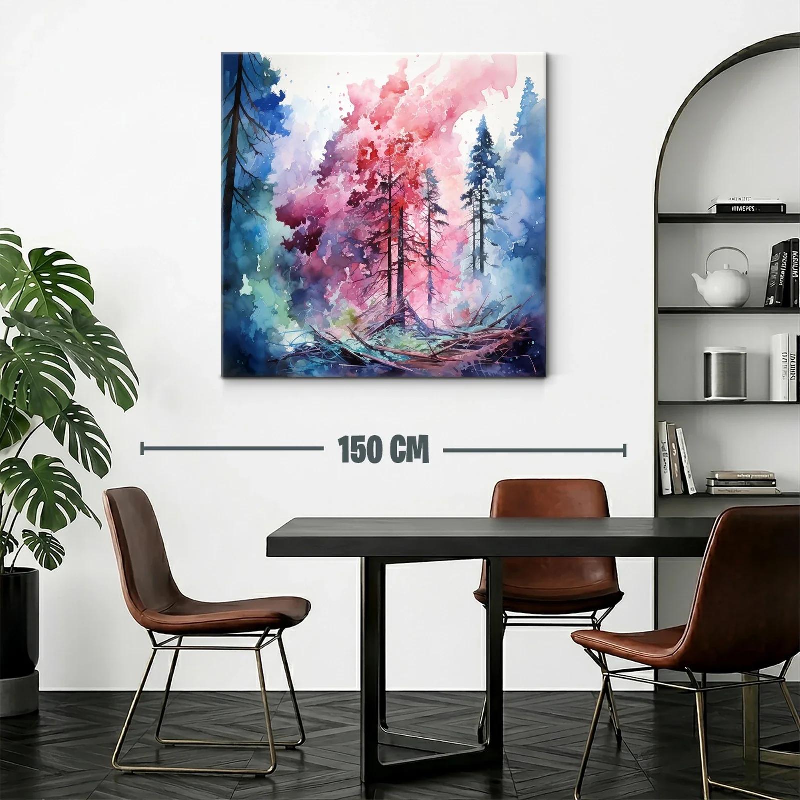 Paisaje abstracto con árboles en tonos vibrantes y contrastes — miniatura 2