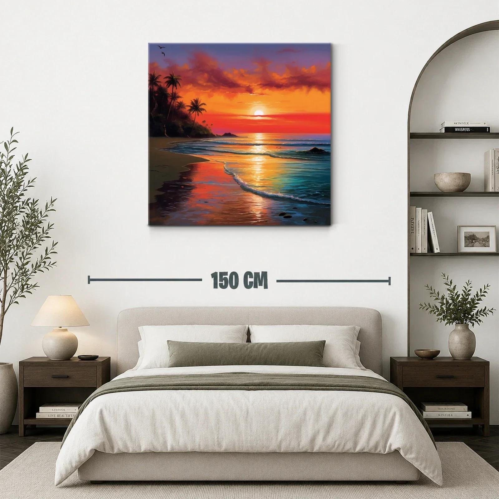 Atardecer tropical con palmeras y reflejos vibrantes en el mar — miniatura 3