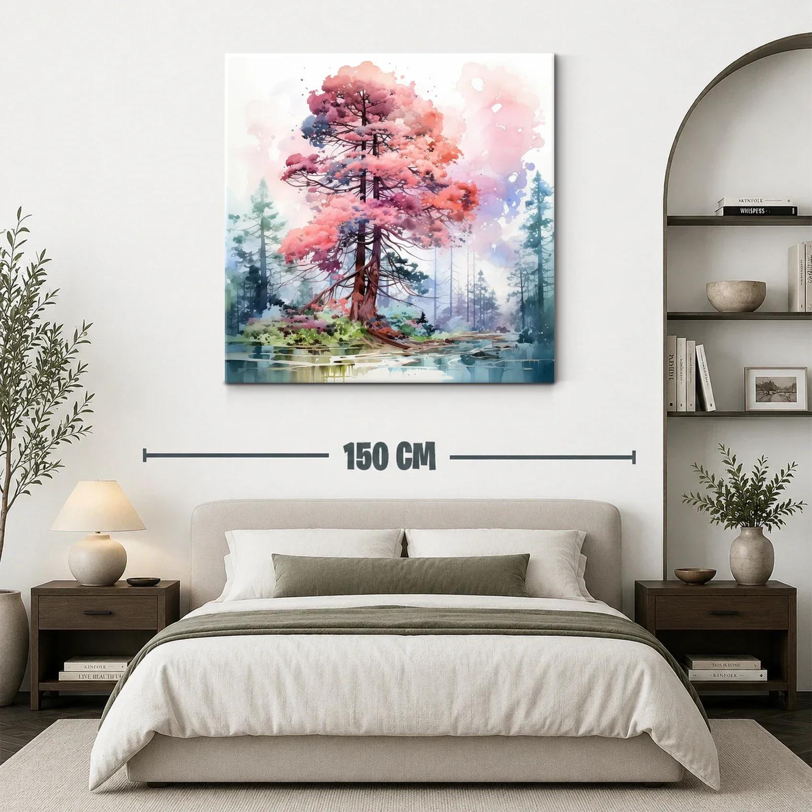 Árbol en tonos rosa y azul en paisaje sereno — miniatura 3
