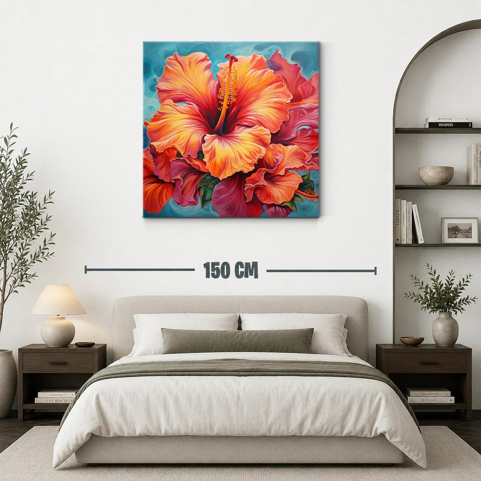 Cuadro vibrante con flor tropical en tonos cálidos — miniatura 3