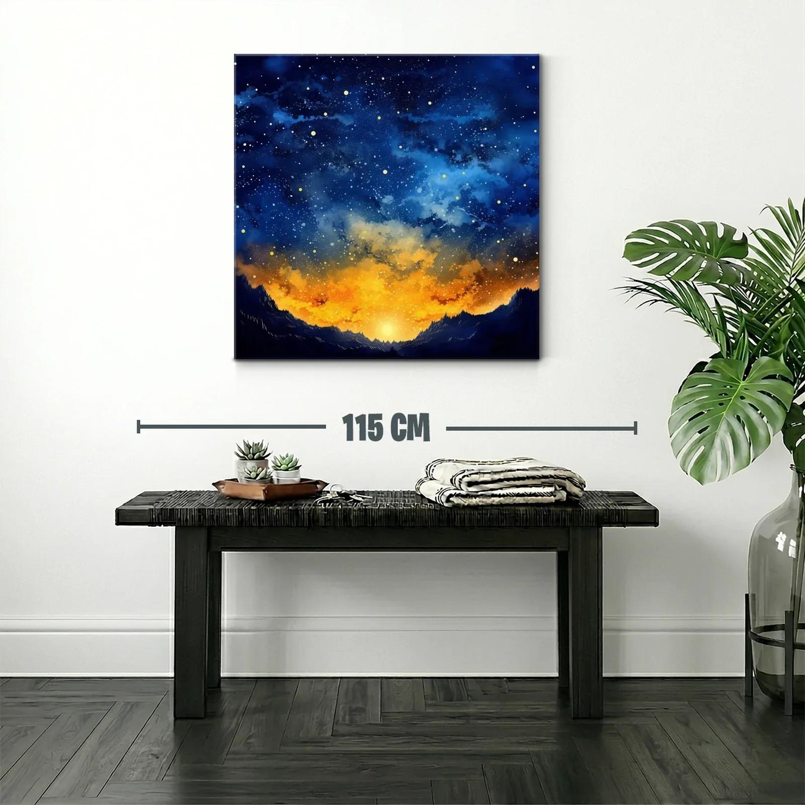 Paisaje Cósmico con Cielo Estrellado y Amanecer Dorado — miniatura 2