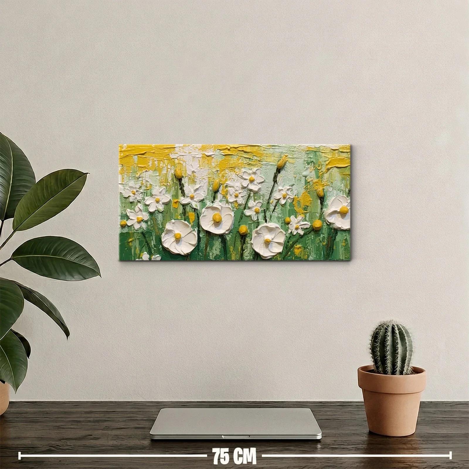 Cuadro de margaritas blancas con textura espesa — miniatura 2