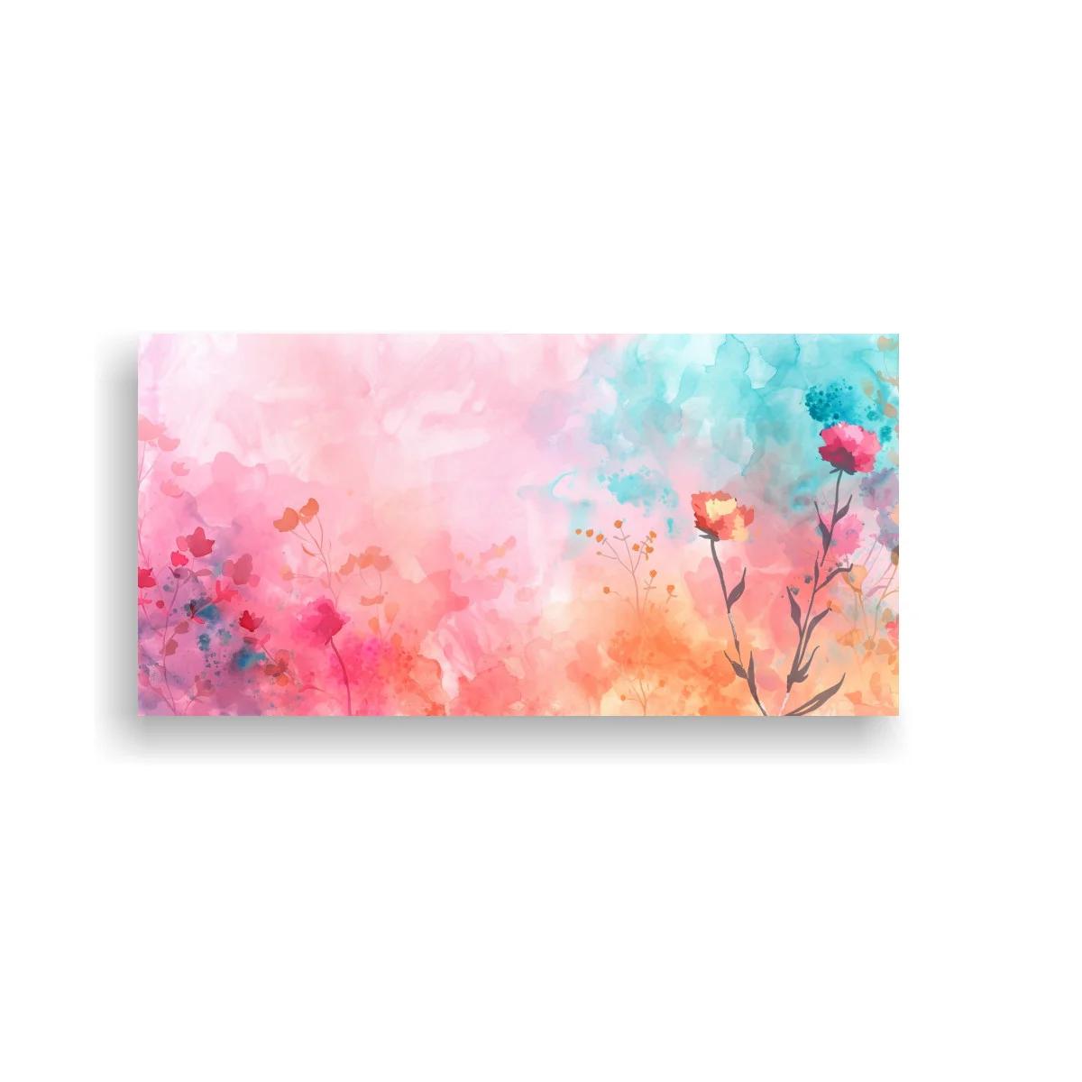 Cuadro flores silvestres rosadas con pequeñas flores dispersas