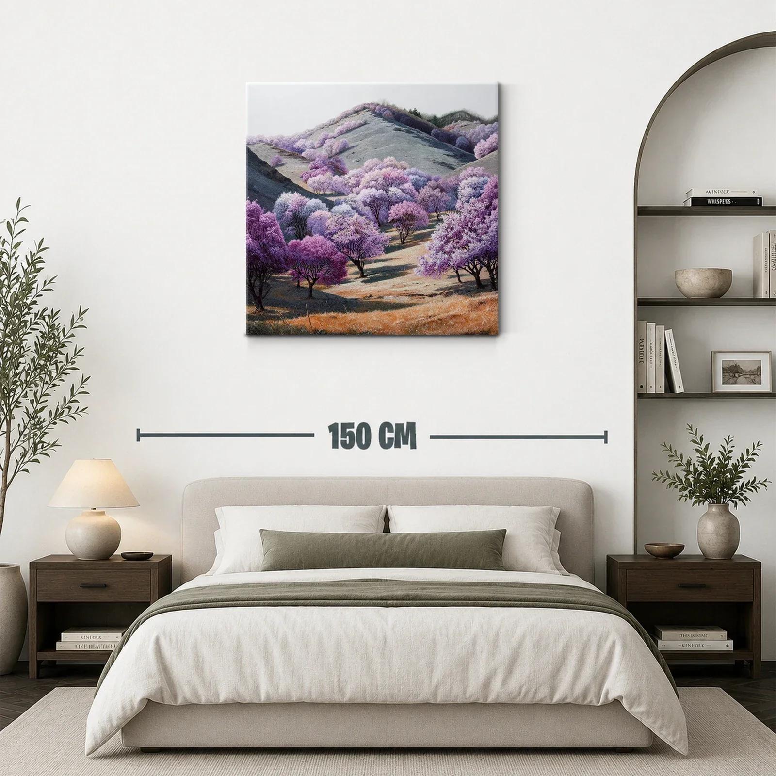 Paisaje sereno con árboles en tonos lila y rosa — miniatura 3