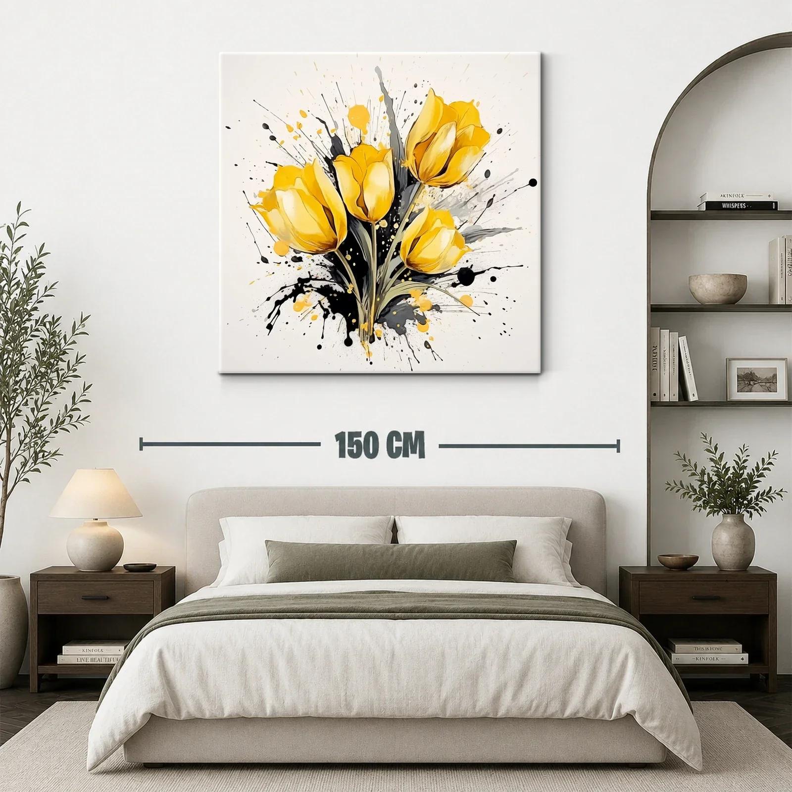 Ramillete de tulipanes amarillos con fondo artístico dinámico — miniatura 3