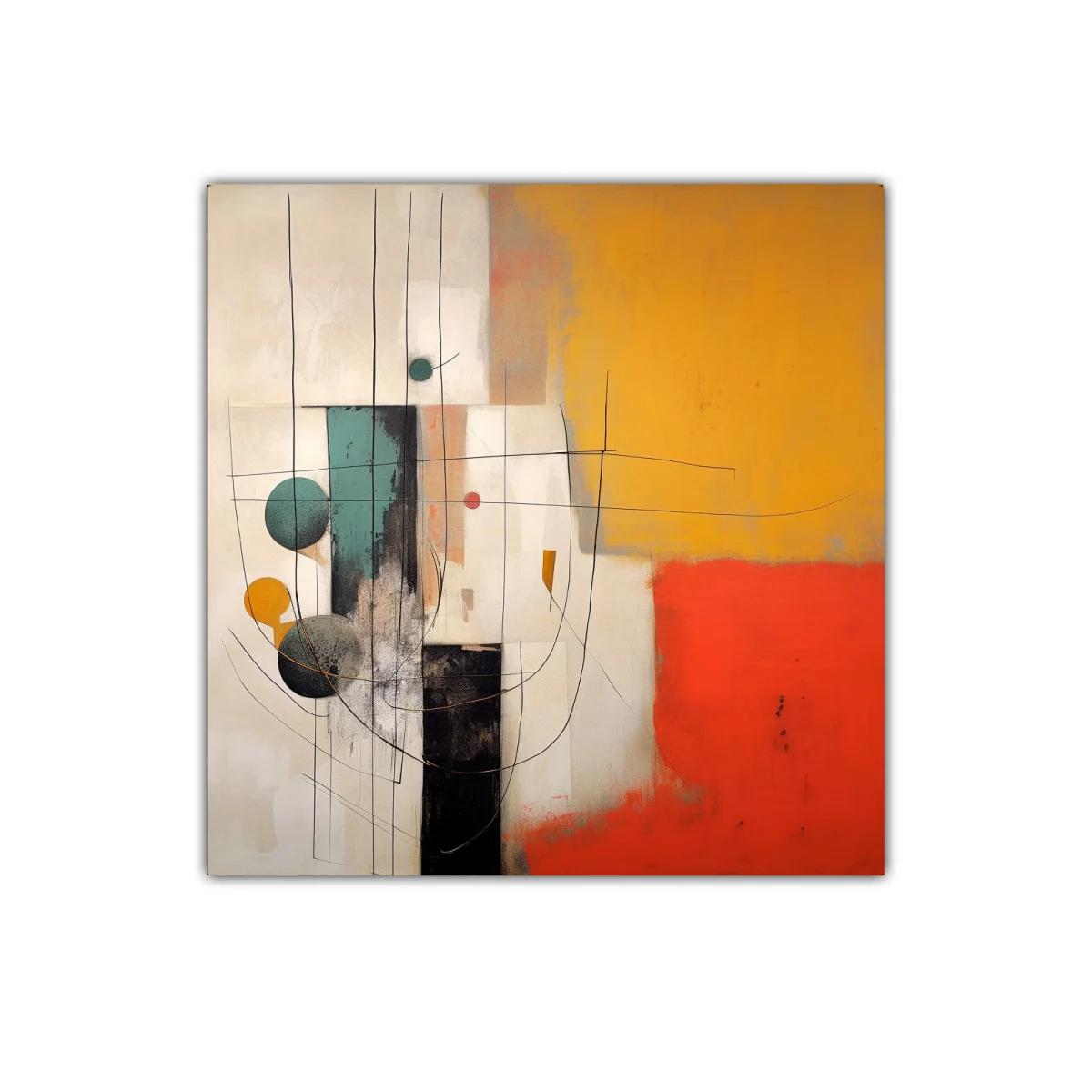 Composición abstracta con formas geométricas y colores cálidos