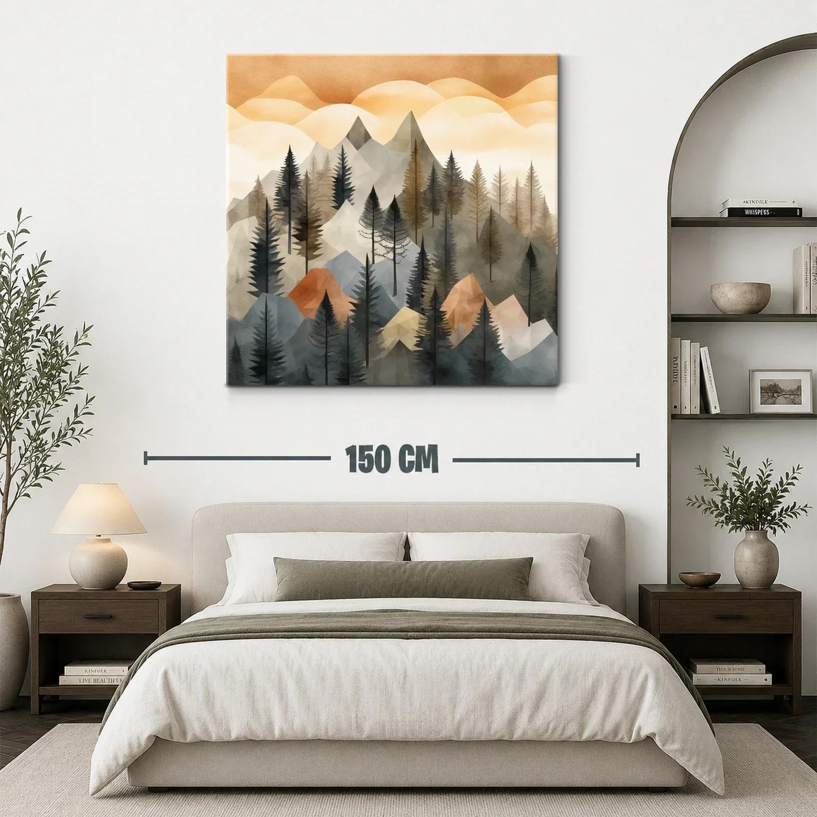 Montañas y pinos en tonos tierra y grises suaves — miniatura 3