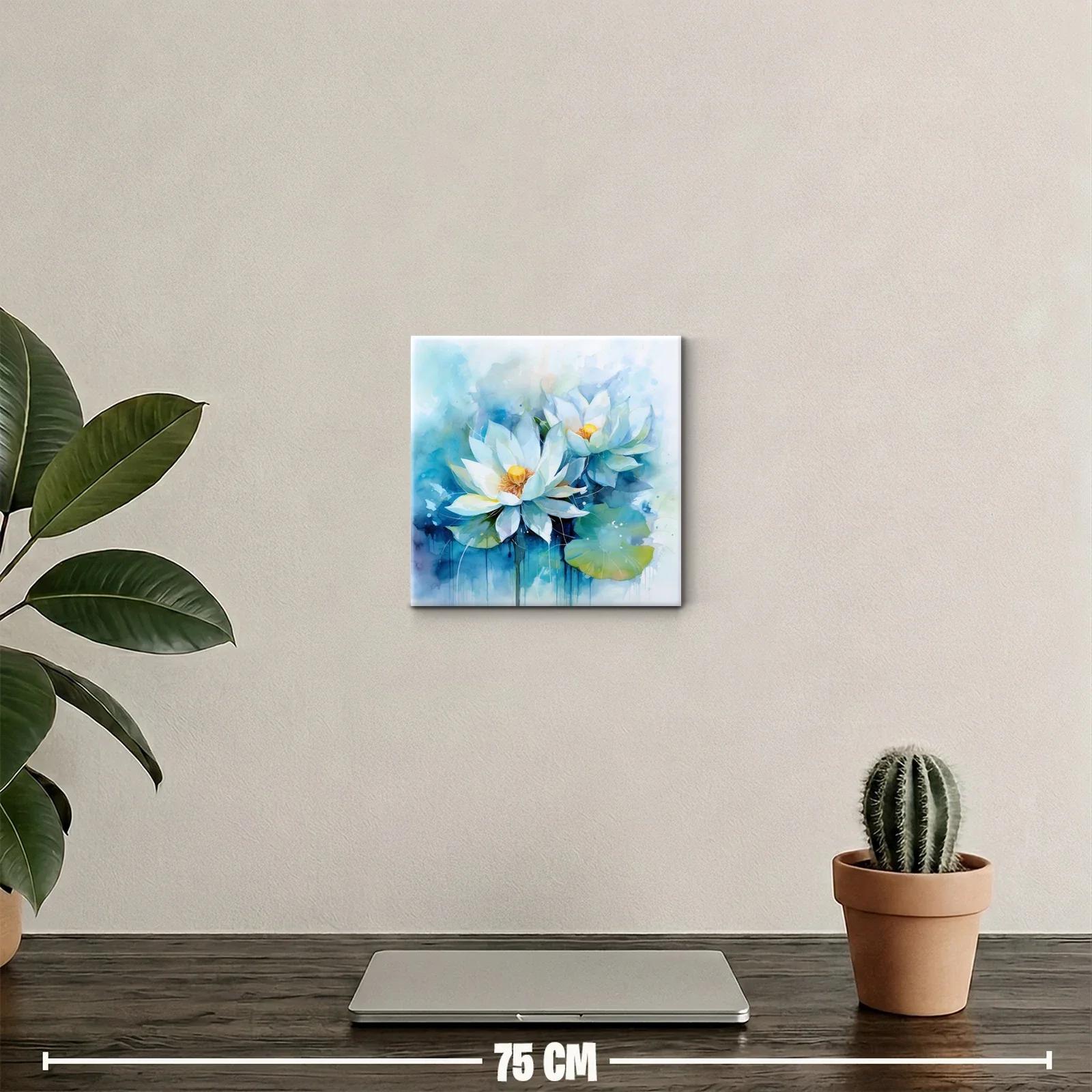 Serenidad en flores de loto blancas y tonos azules — miniatura 2