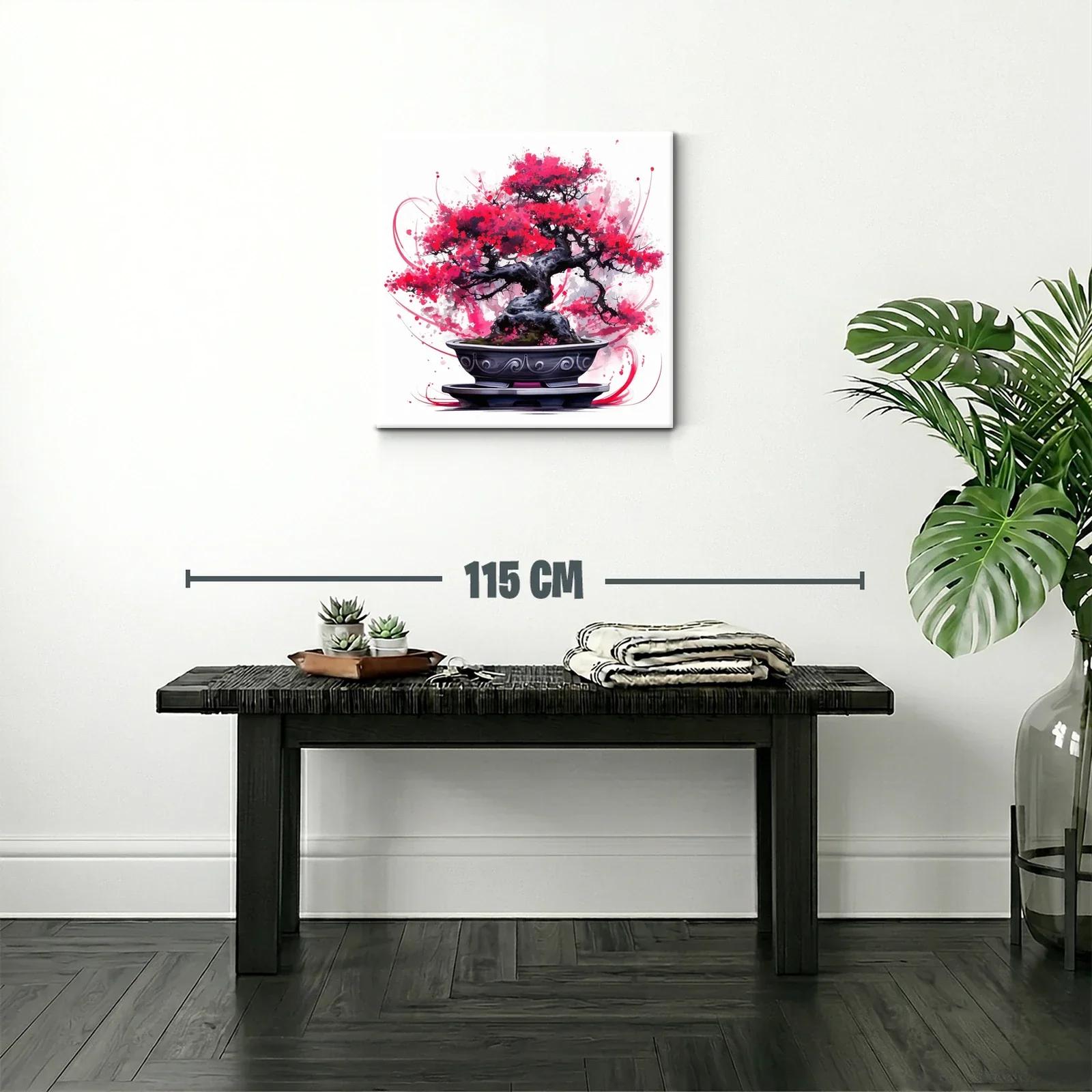 Bonsái con Flores Rojas en Estilo Artístico Vivo — miniatura 2