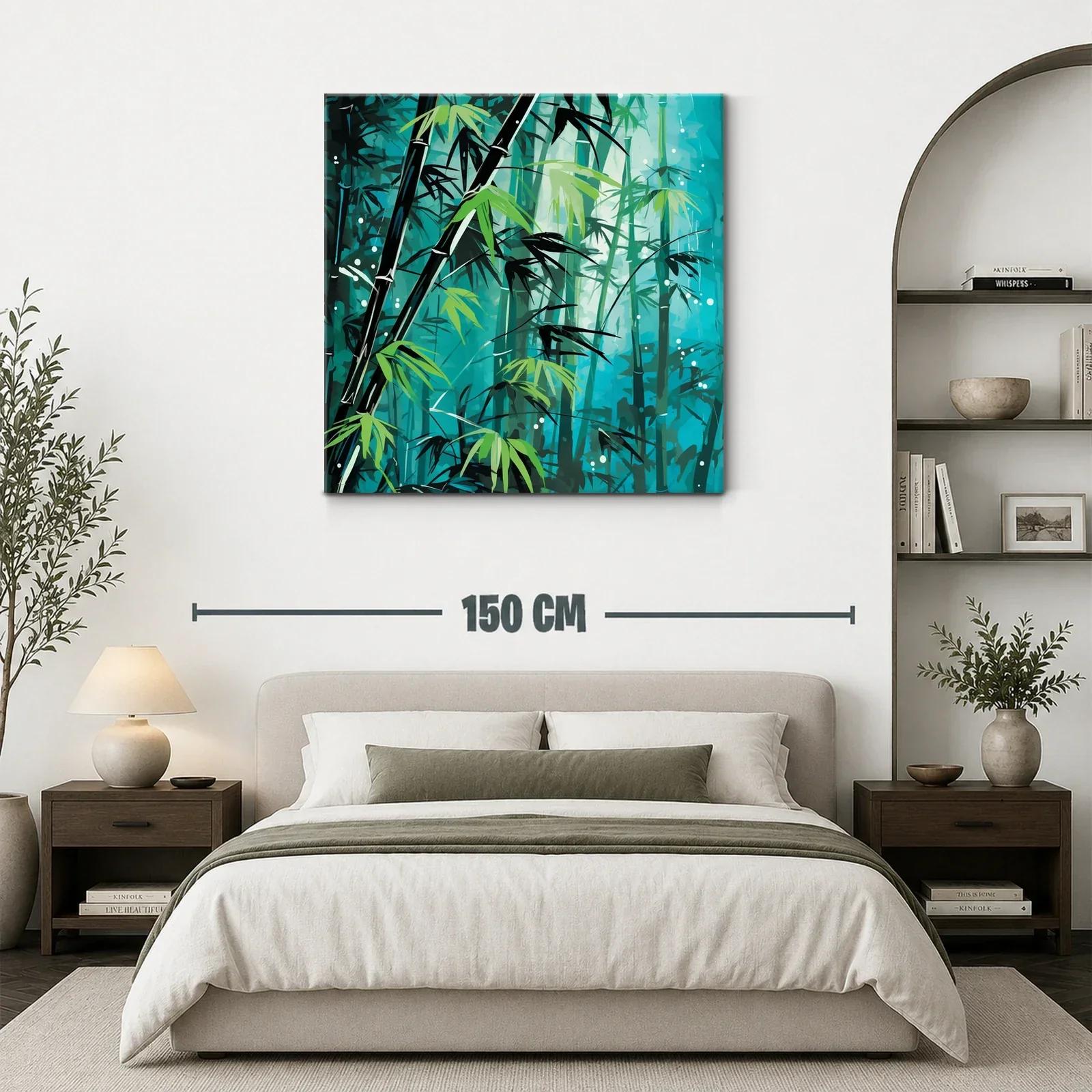 Bosque de bambú en tonos verdes y azules intensos — miniatura 3