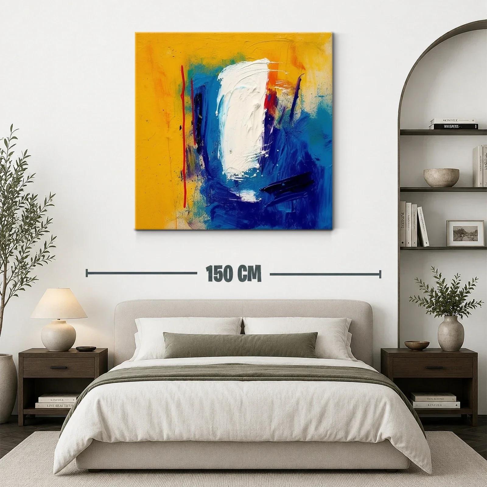 Cuadro abstracto con vibrantes tonos azules y amarillos — miniatura 3
