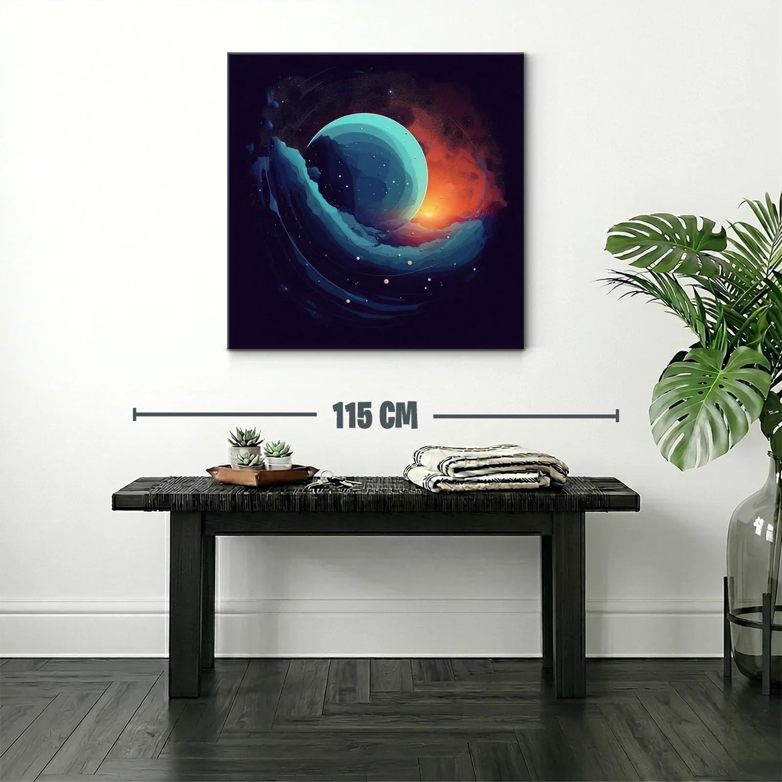 Composición abstracta con esfera celeste y luz cálida — miniatura 2