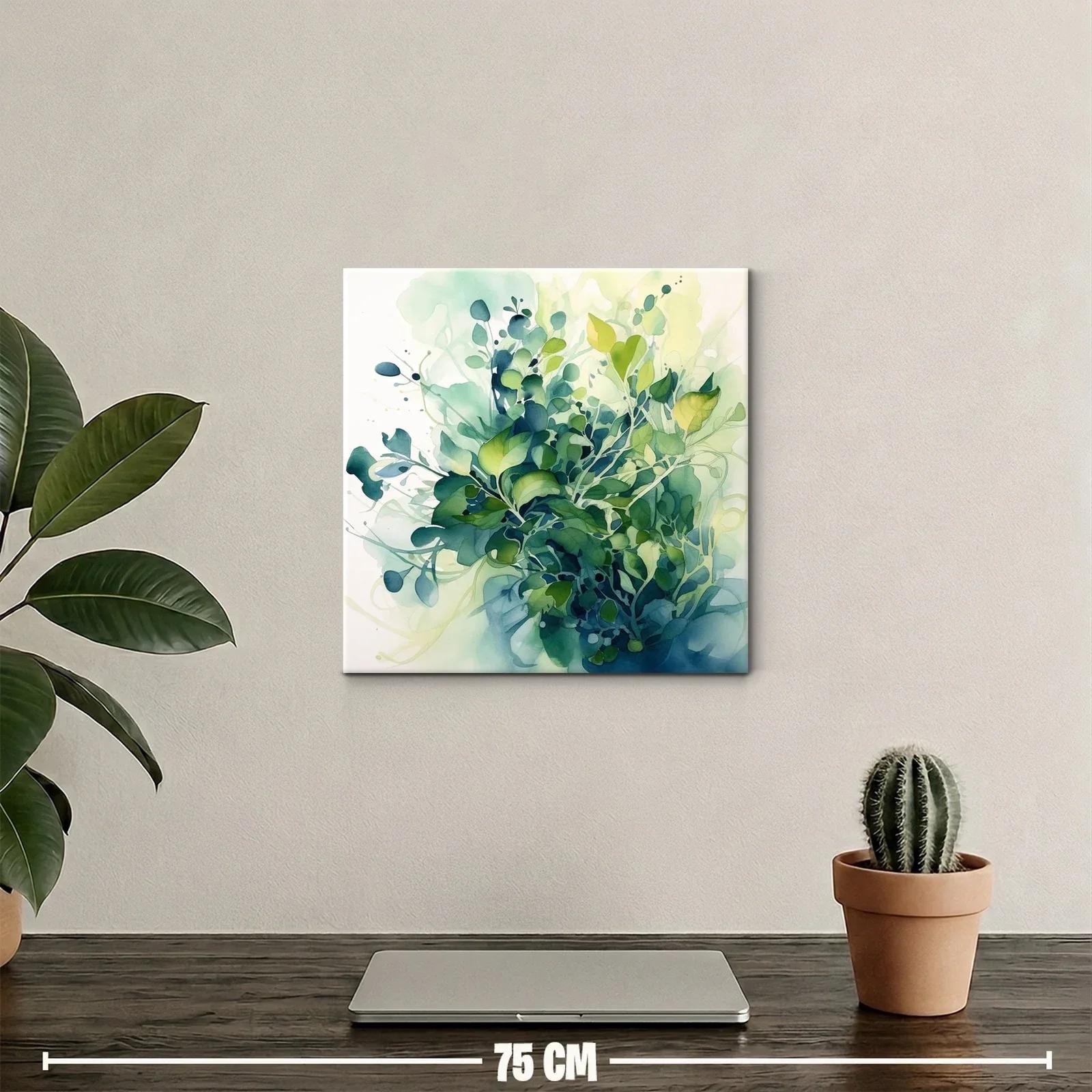 Composición abstracta de hojas en tonos verdes y azules — miniatura 2
