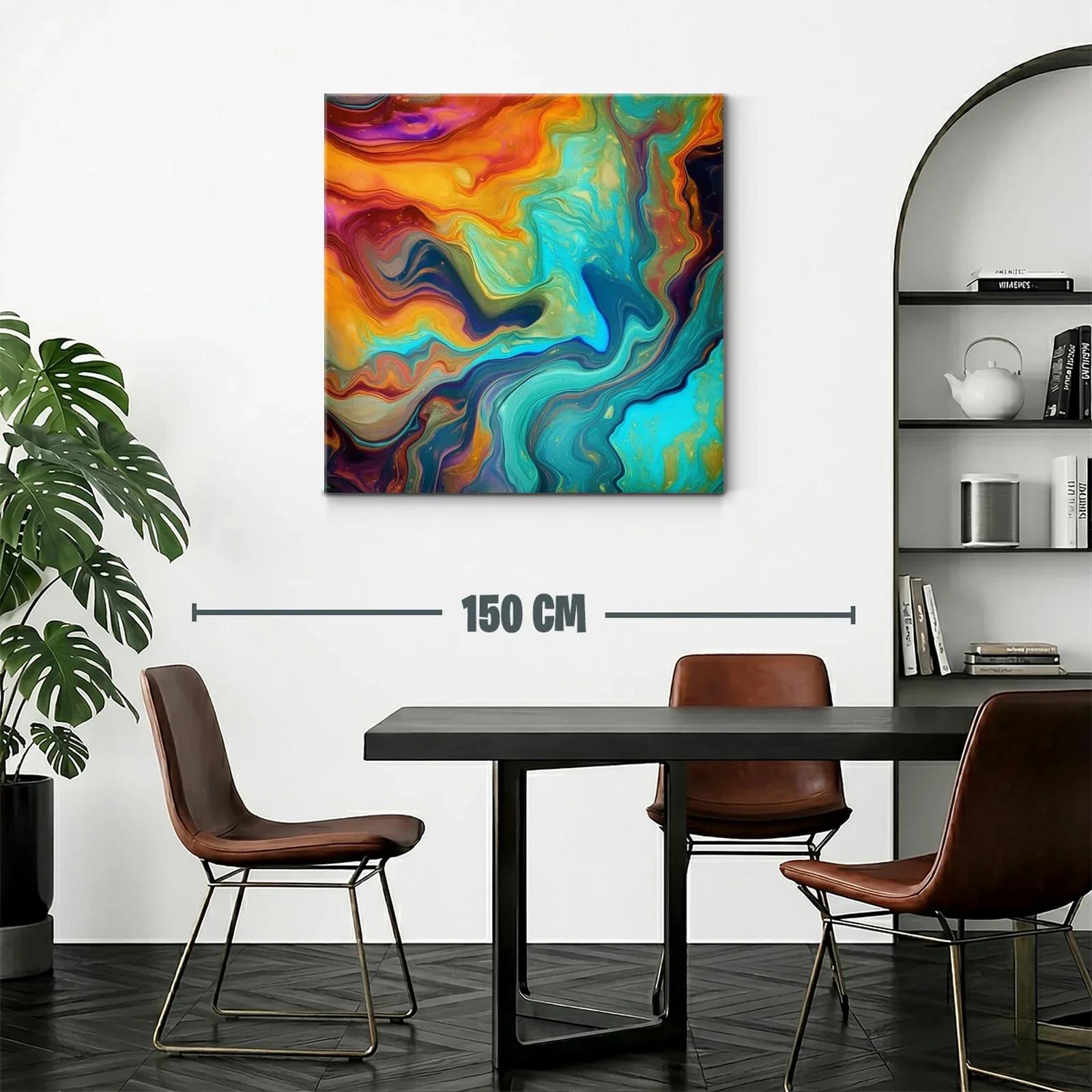 Composición abstracta con vibrantes tonos turquesa y cálidos anaranjados — miniatura 2