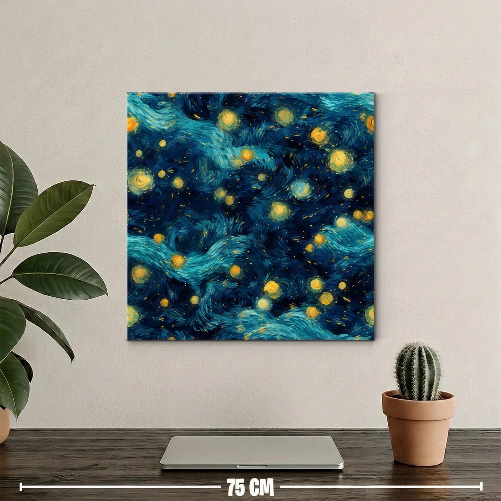 Cuadro abstracto con galaxia de estrellas y remolinos azules — miniatura 2