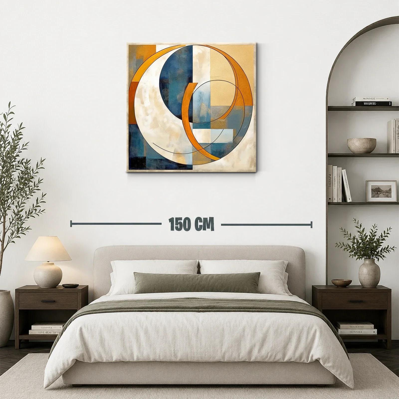Cuadro abstracto con formas circulares y tonos cálidos — miniatura 3