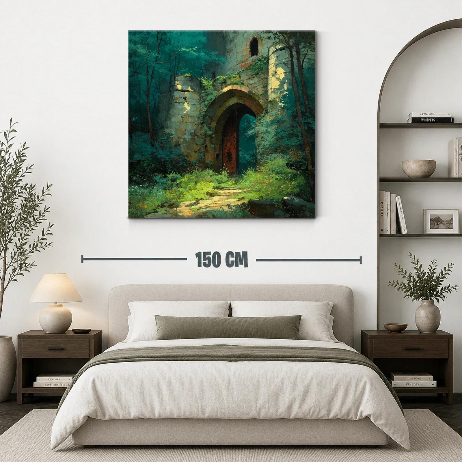 Entrada mágica de castillo entre frondoso bosque verde — miniatura 3