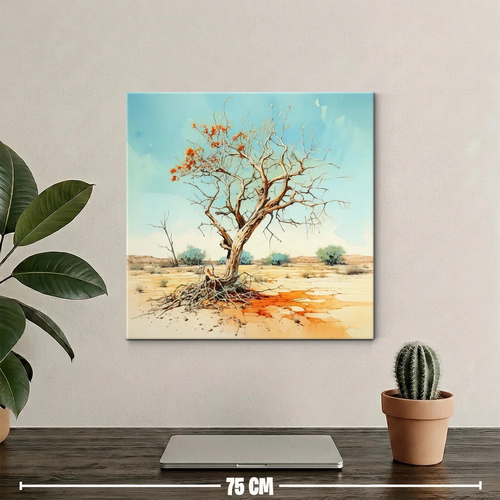 Árbol Seco con Flores Naranjas en Paisaje Árido — miniatura 2