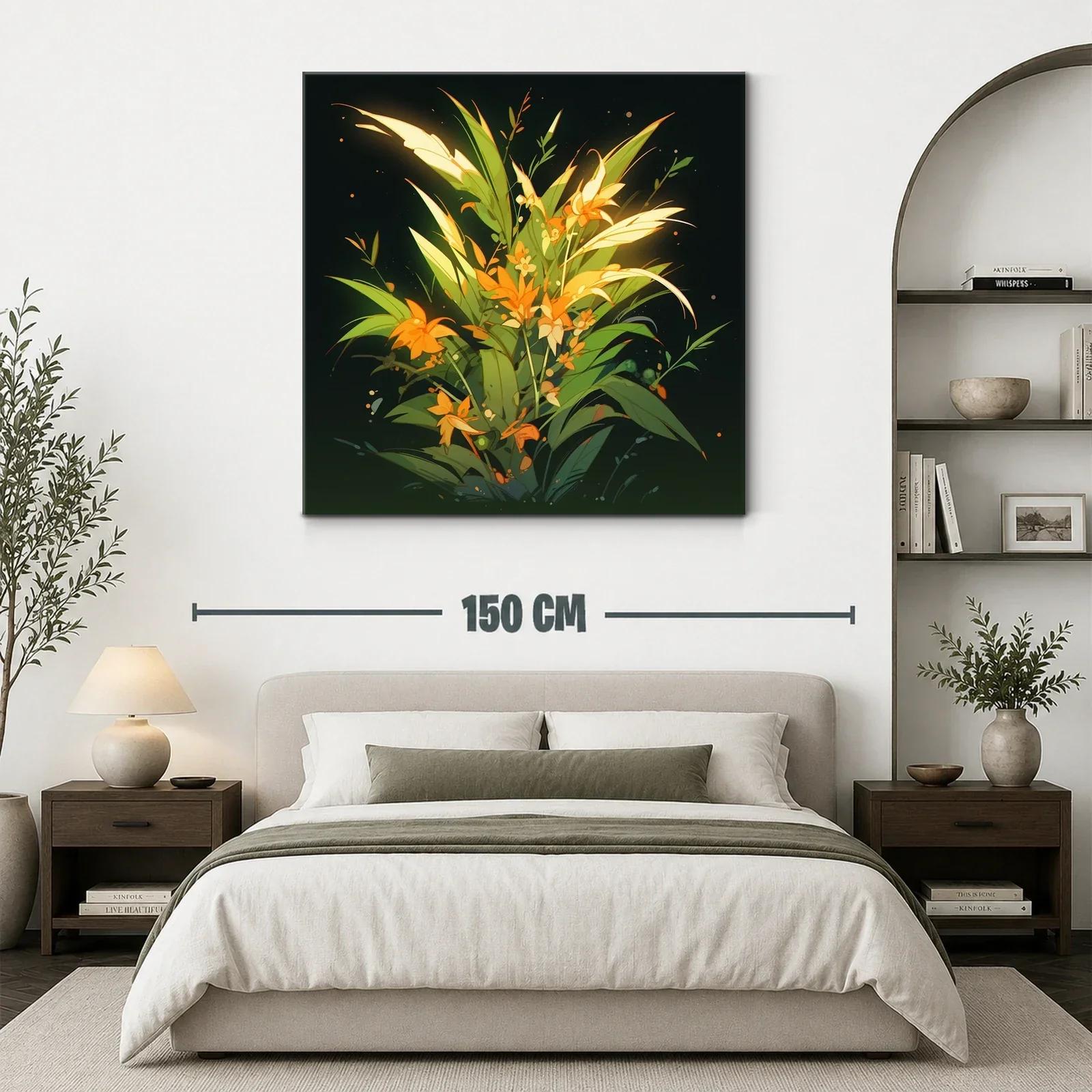 Composición floral vibrante con tonos verdes y naranjas — miniatura 3