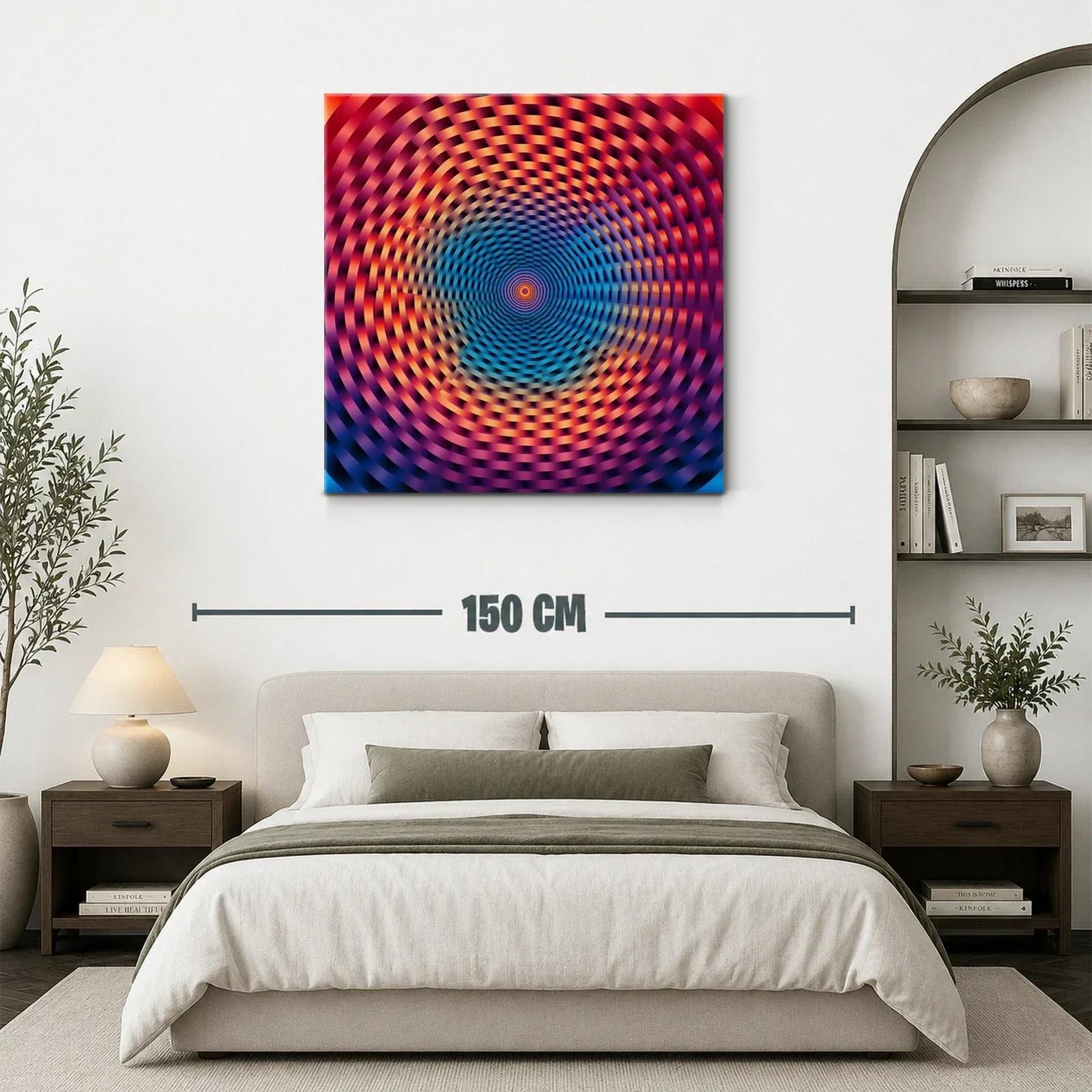Cuadro abstracto con espiral caleidoscópica vibrante y dinámica — miniatura 3
