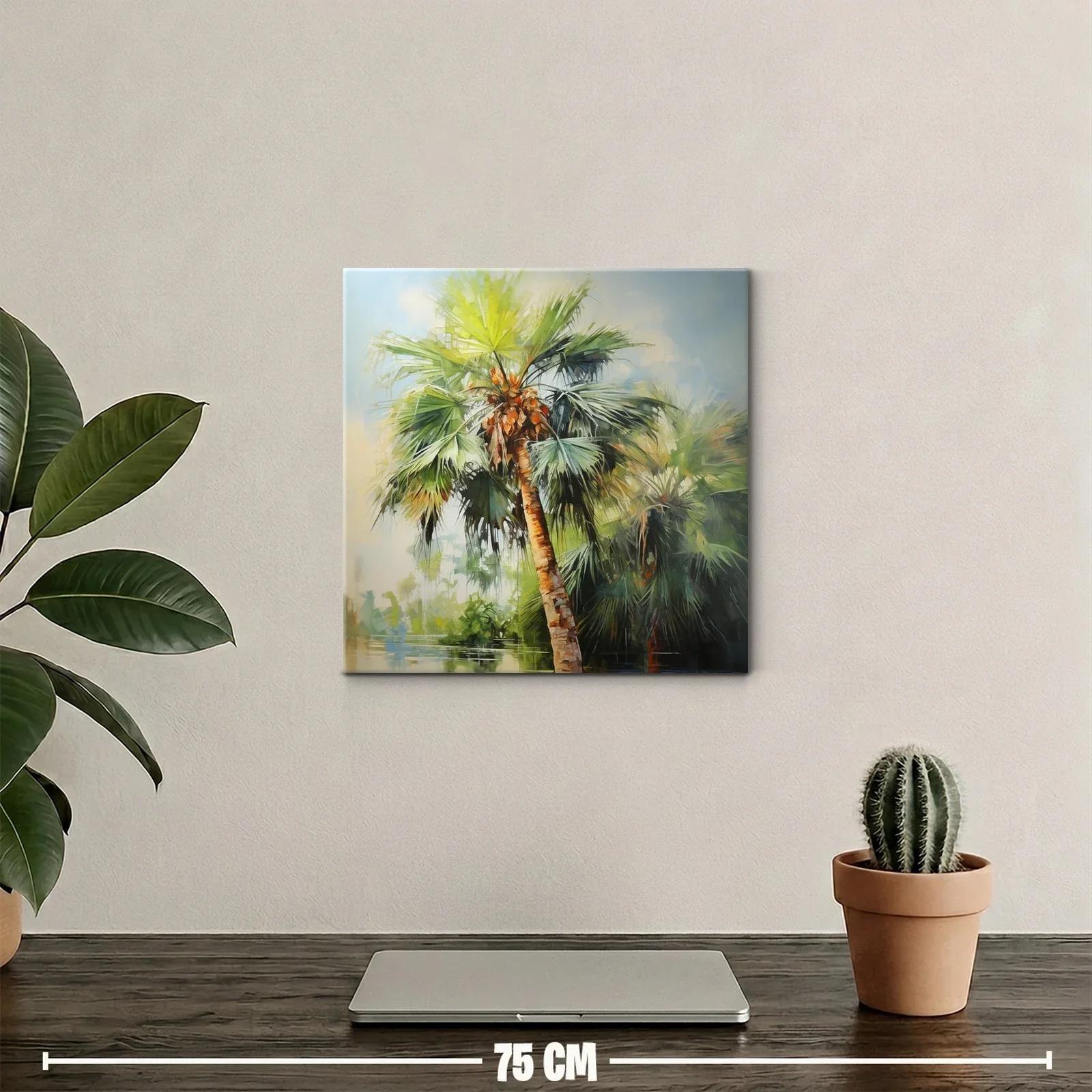 Palmera tropical con vibrantes tonos verdes y naranjas — miniatura 2