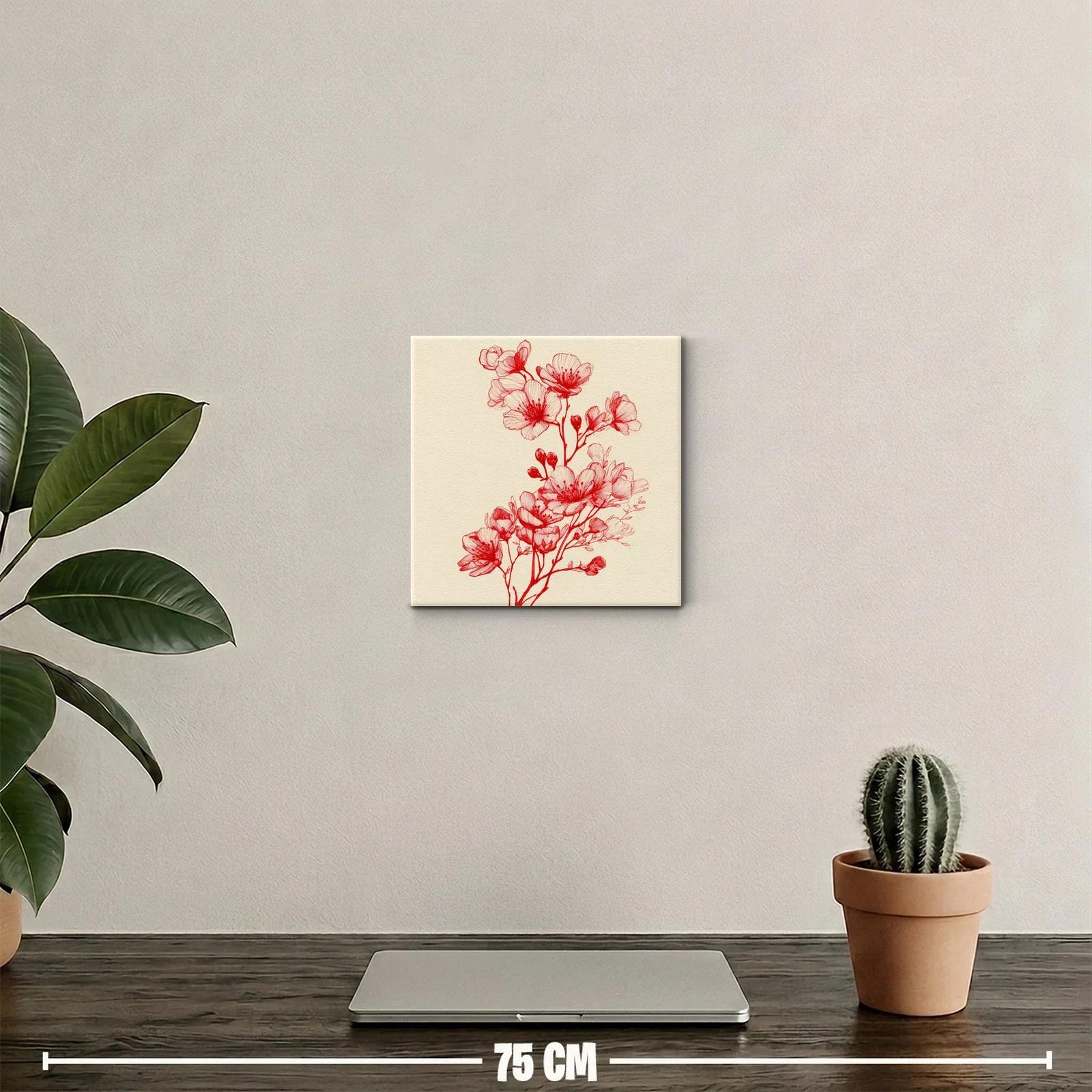 Delicada ilustración floral en tonos rojos vibrantes — miniatura 2