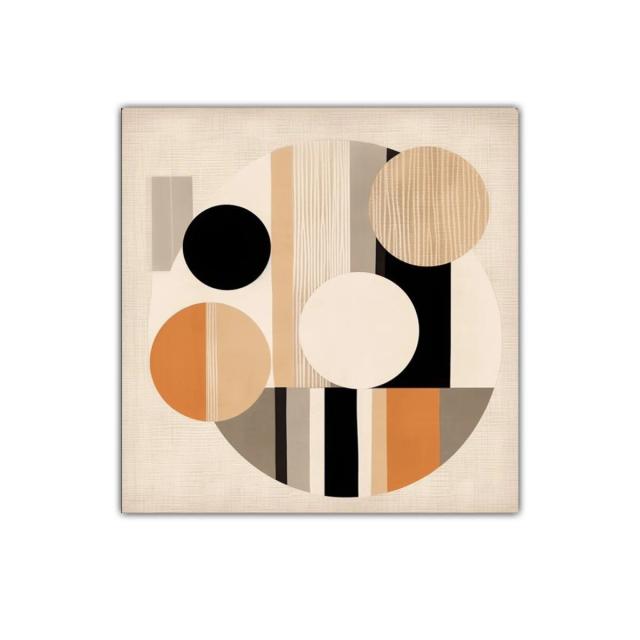 Cuadro decorativo abstracto con círculos y tonos tierra cálidos