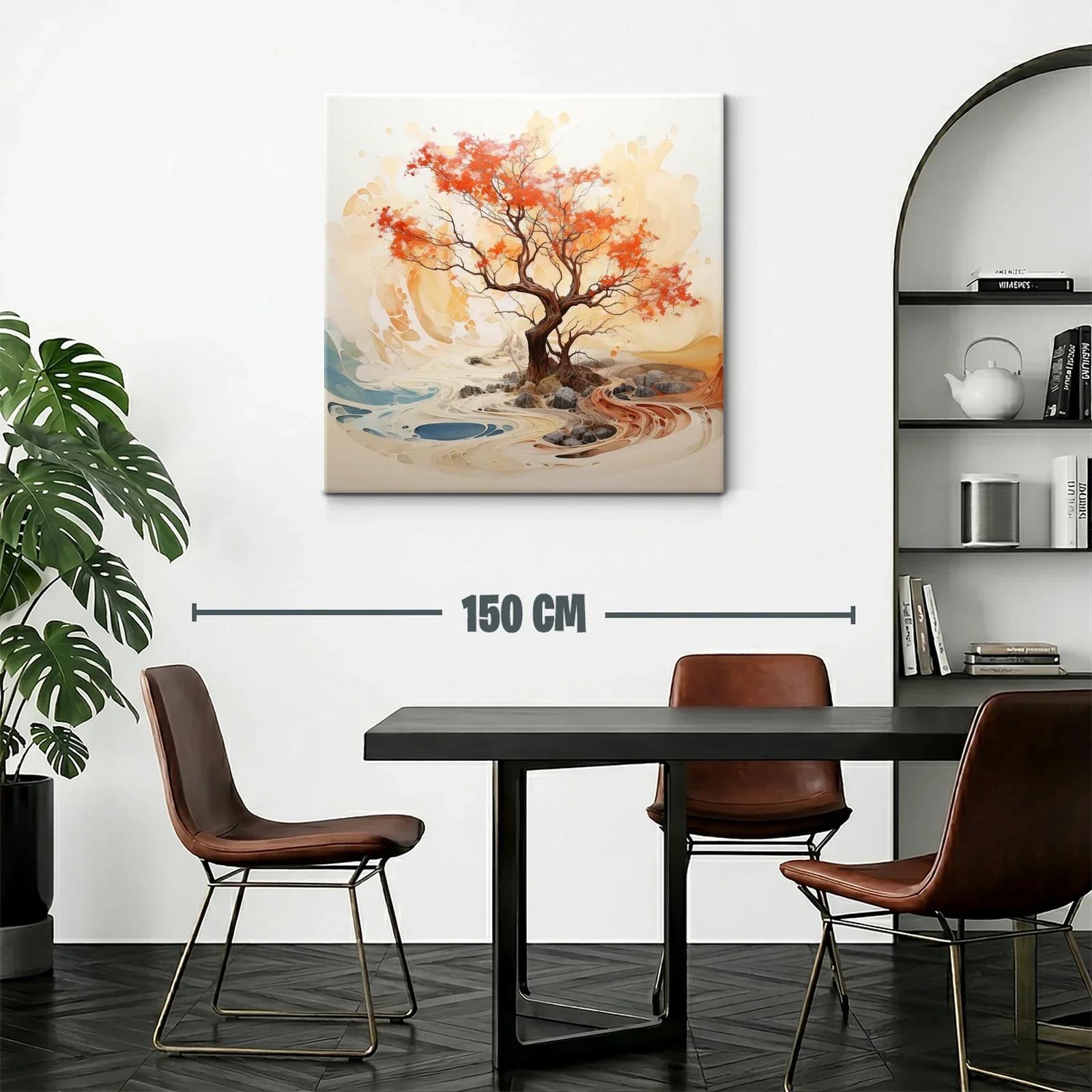 Árbol otoñal con tonos cálidos y paisaje abstracto — miniatura 2