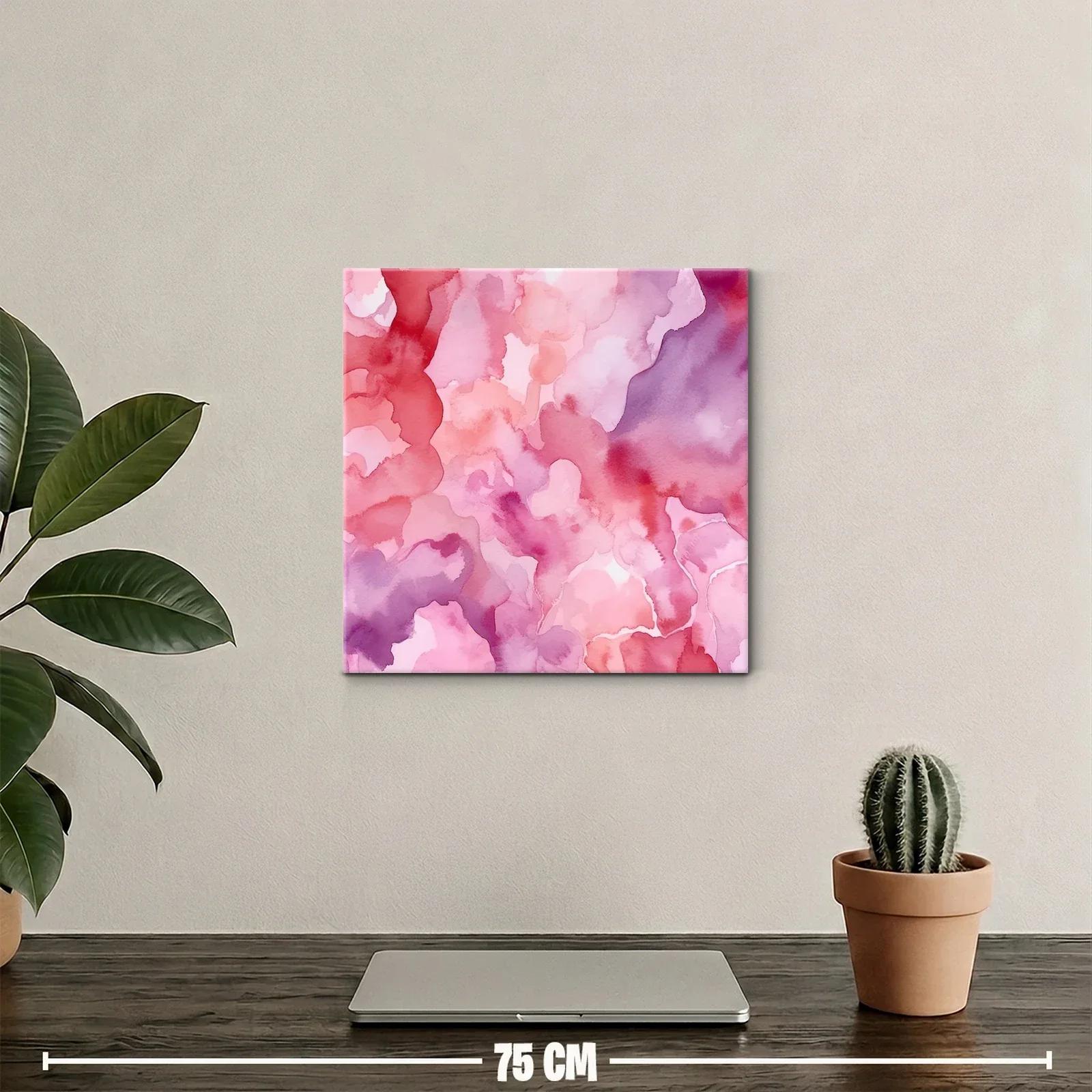 Cuadro abstracto en tonos rosa y púrpura confluencias suaves — miniatura 2