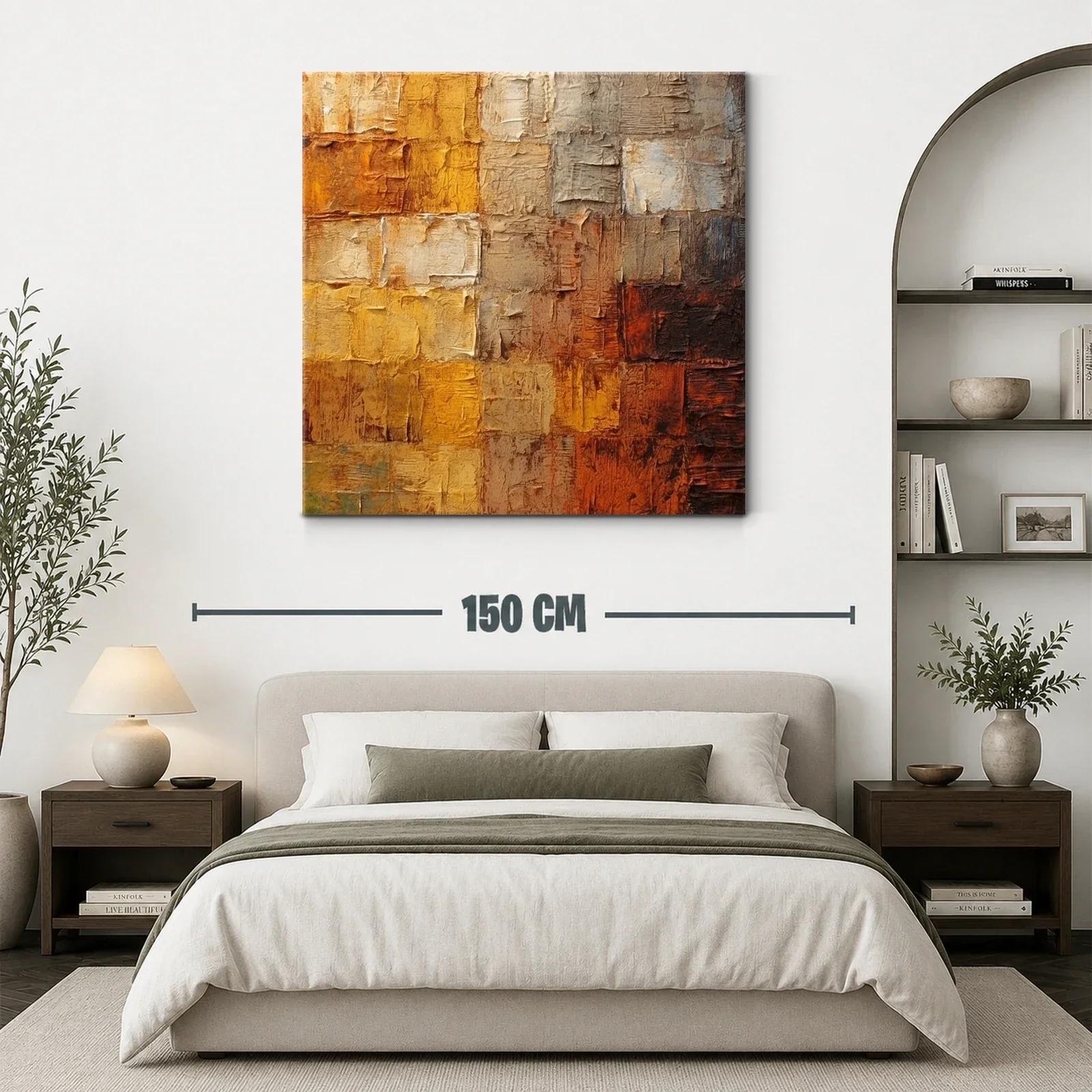 Cuadro abstracto en tonos tierra cálidos y texturizados — miniatura 3