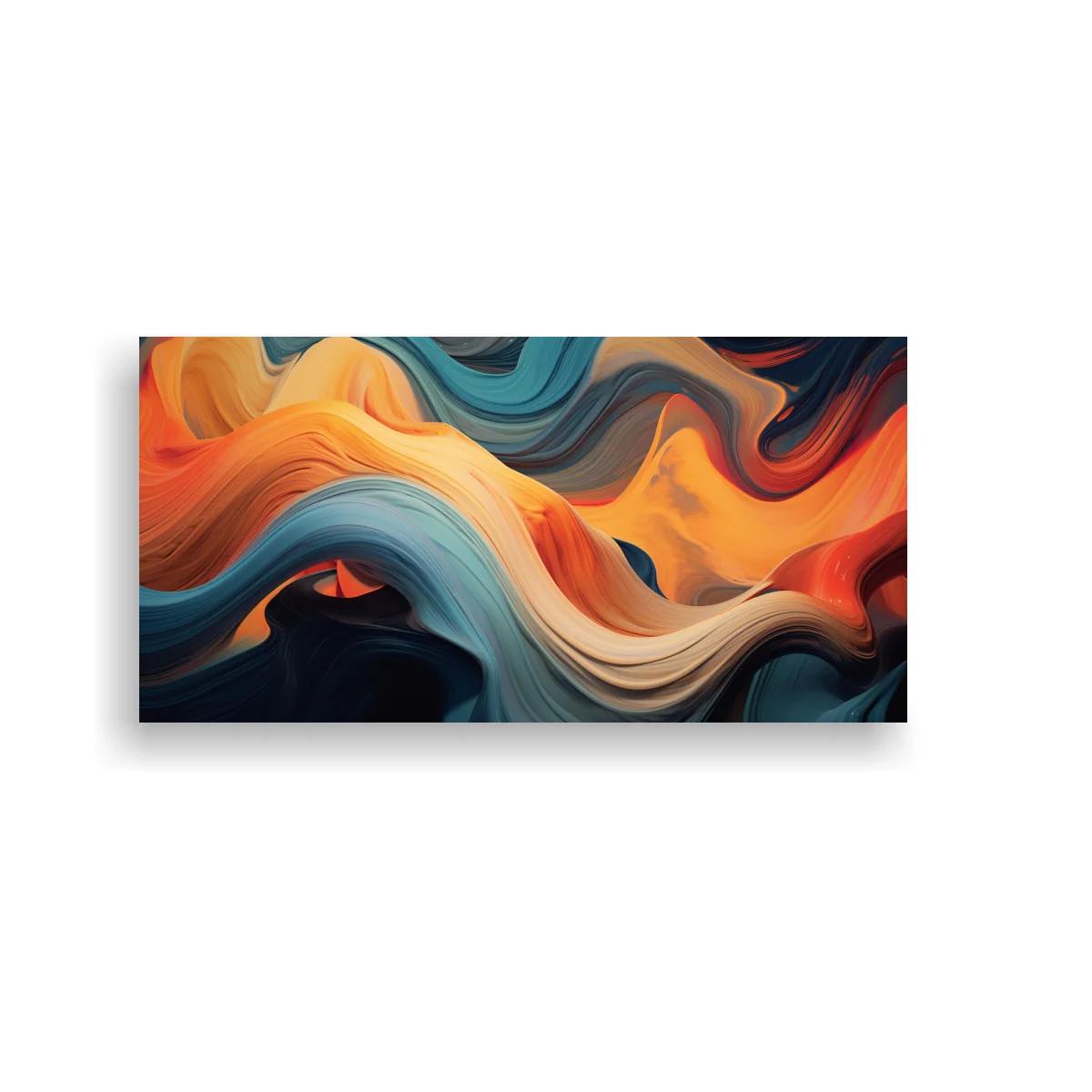 Cuadro ondas fluidas abstractas con cintas de color entrelazadas