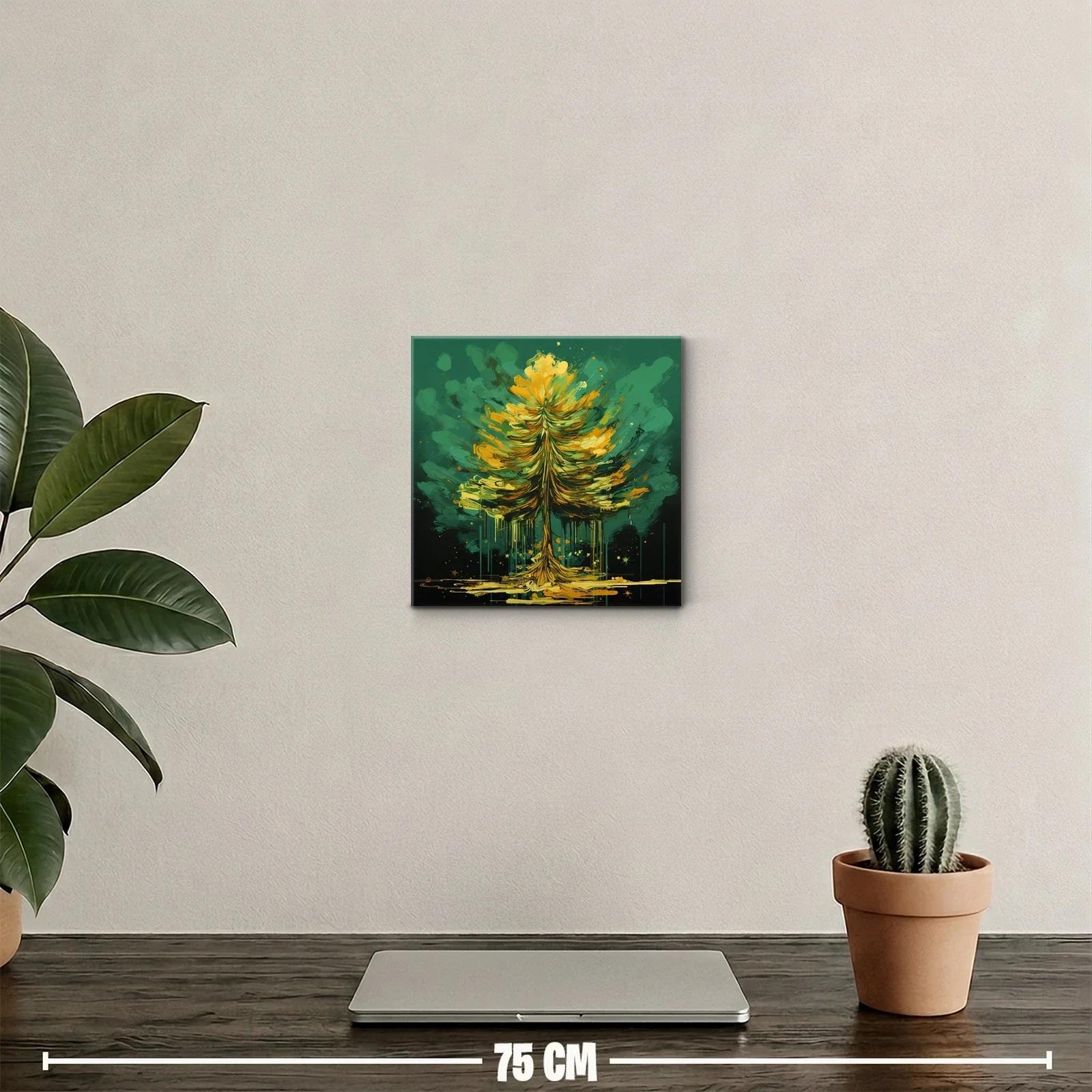 Árbol vibrante en tonos verdes y dorados — miniatura 2